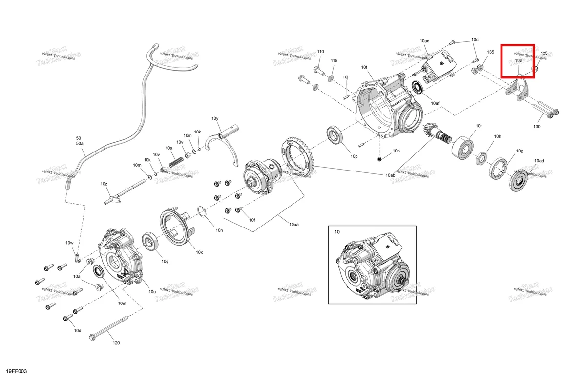 Деталь 705402706 (Опора Can-Am Outlander 4x4 XT 1000R (2025) (705402706)) на схеме узла 2026 Can-Am OUTLANDER - 4X4 - STD - 700 - 1CTC - Legion Red Drive - Front - Differential Parts