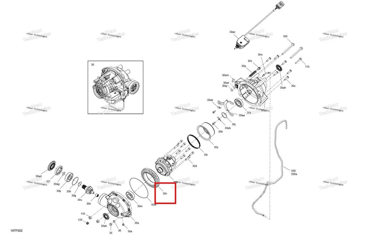 Деталь 705402842 (Шестерня 36 зубьев Can-Am Outlander 570 EFI XT (2022) (705402842)) на схеме узла 2026 Can-Am RENEGADE - 4X4 - XMR - 1000R EFI - 5UTB - Scandi Blue Drive - Front - Differential Parts