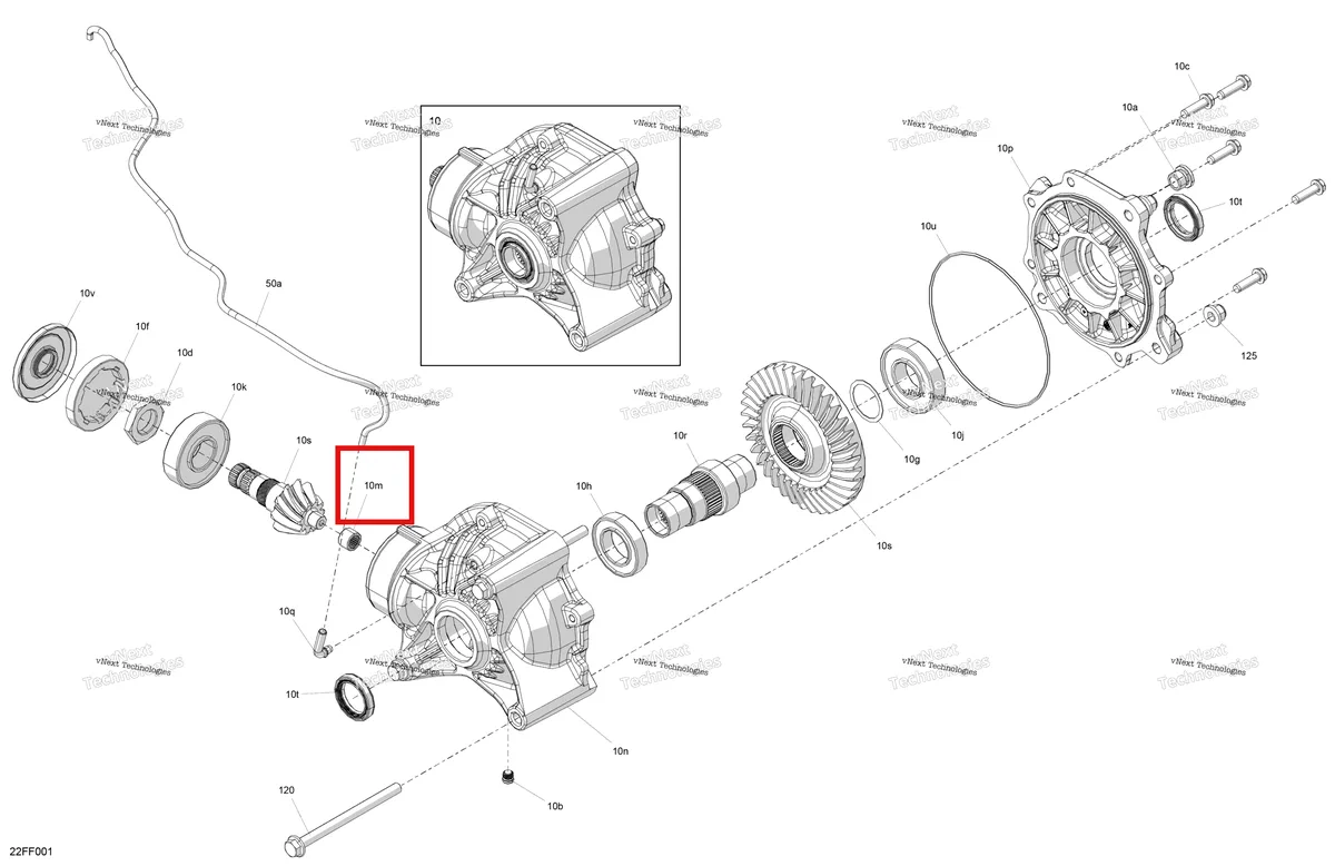 Деталь 705402848 на схеме узла 2026 Can-Am OUTLANDER - 4X4 - XT - 700 - 1GTB - CALI - Scandi Blue Drive - Final Drive Unit