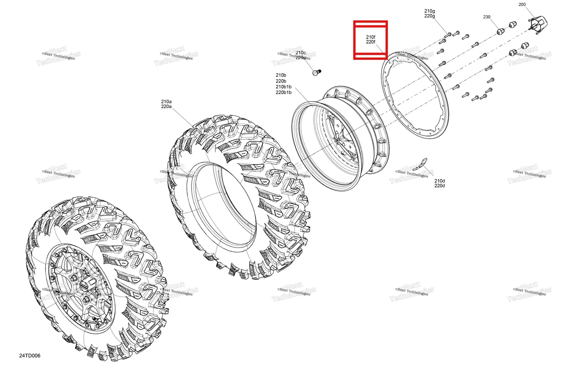 Деталь 705402929 на схеме узла 2024 Can-Am Outlander 1000R EFI 4X4 - 4MRA - X XC Package - Chalk Drive - Front Wheels