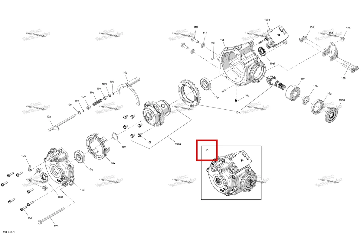 Деталь 705403525 (Дифференциал включает 10 to 10 af Can-Am Outlander 4x4 STD 500 (2025) (705403525)) на схеме узла 2025 Can-Am OUTLANDER - 4X4 - STD - 700 - 1CSC - Granite Grey Drive - Front - Differential Parts