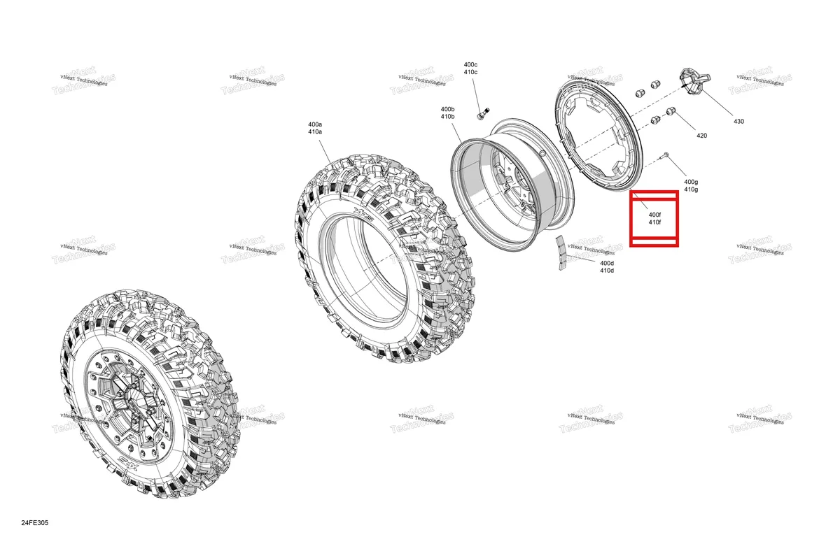 Деталь 705403650 на схеме узла 2025 Can-Am OUTLANDER - 4X4 - XTP - 1000R - 4HSA - Mineral Gray Satin Drive - Front Wheels