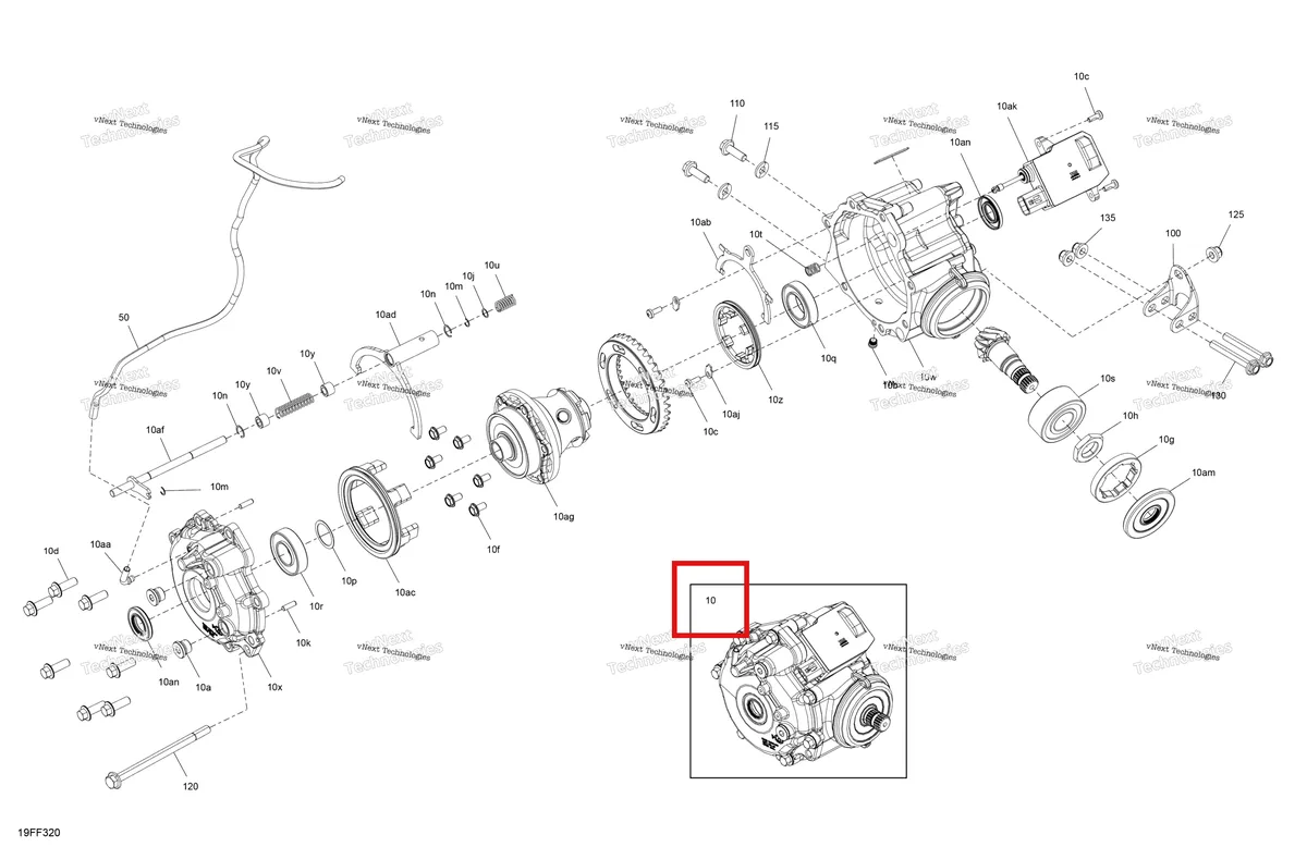 Деталь 705404268 на схеме узла 2026 Can-Am OUTLANDER - 4X4 - BACKCOUNTRY - 1000R - 4NTE - Dark Camo Drive - Front - Differential Parts
