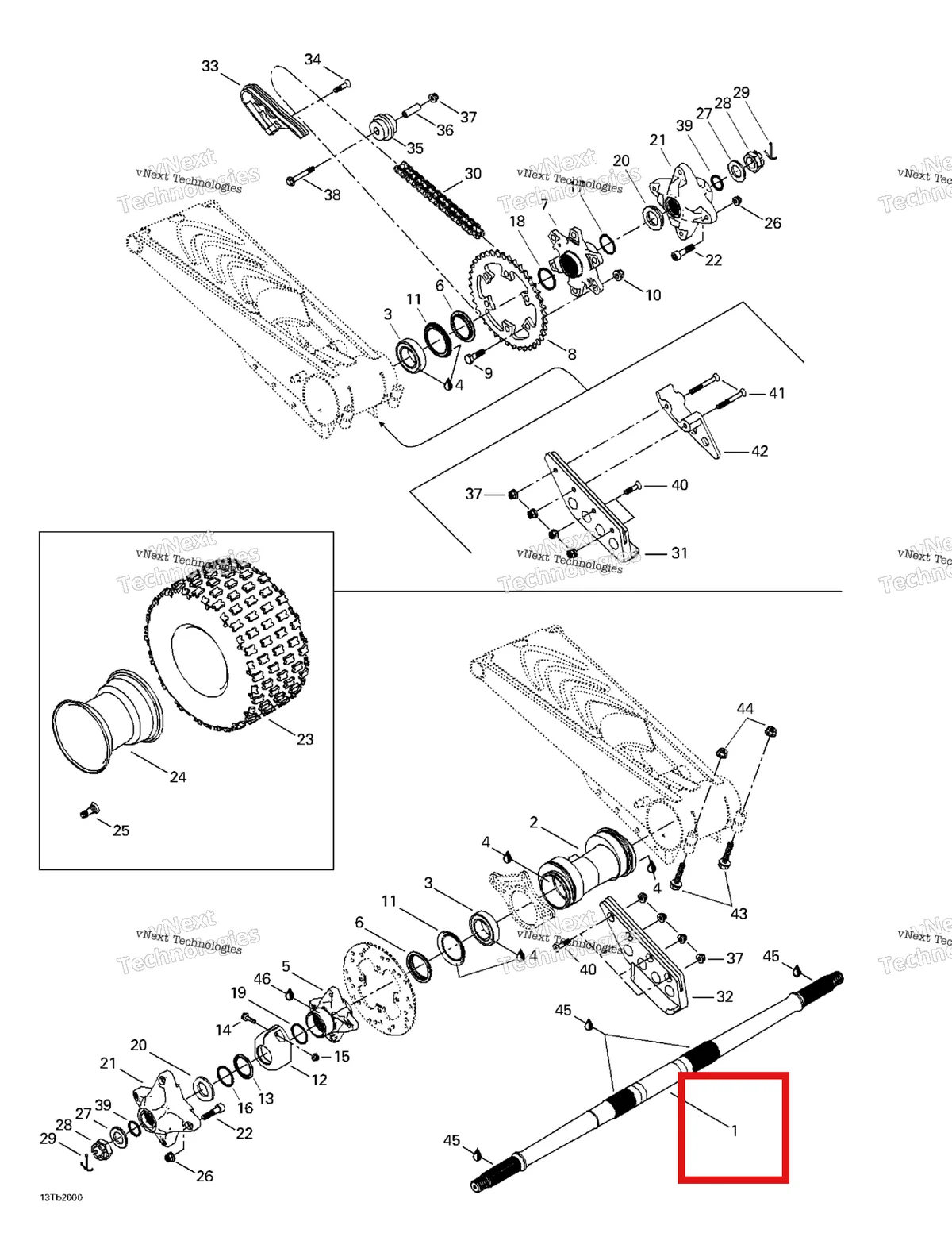 Деталь 705500051 на схеме узла 2001 Can-Am DS 650, 7404 Drive System, Rear