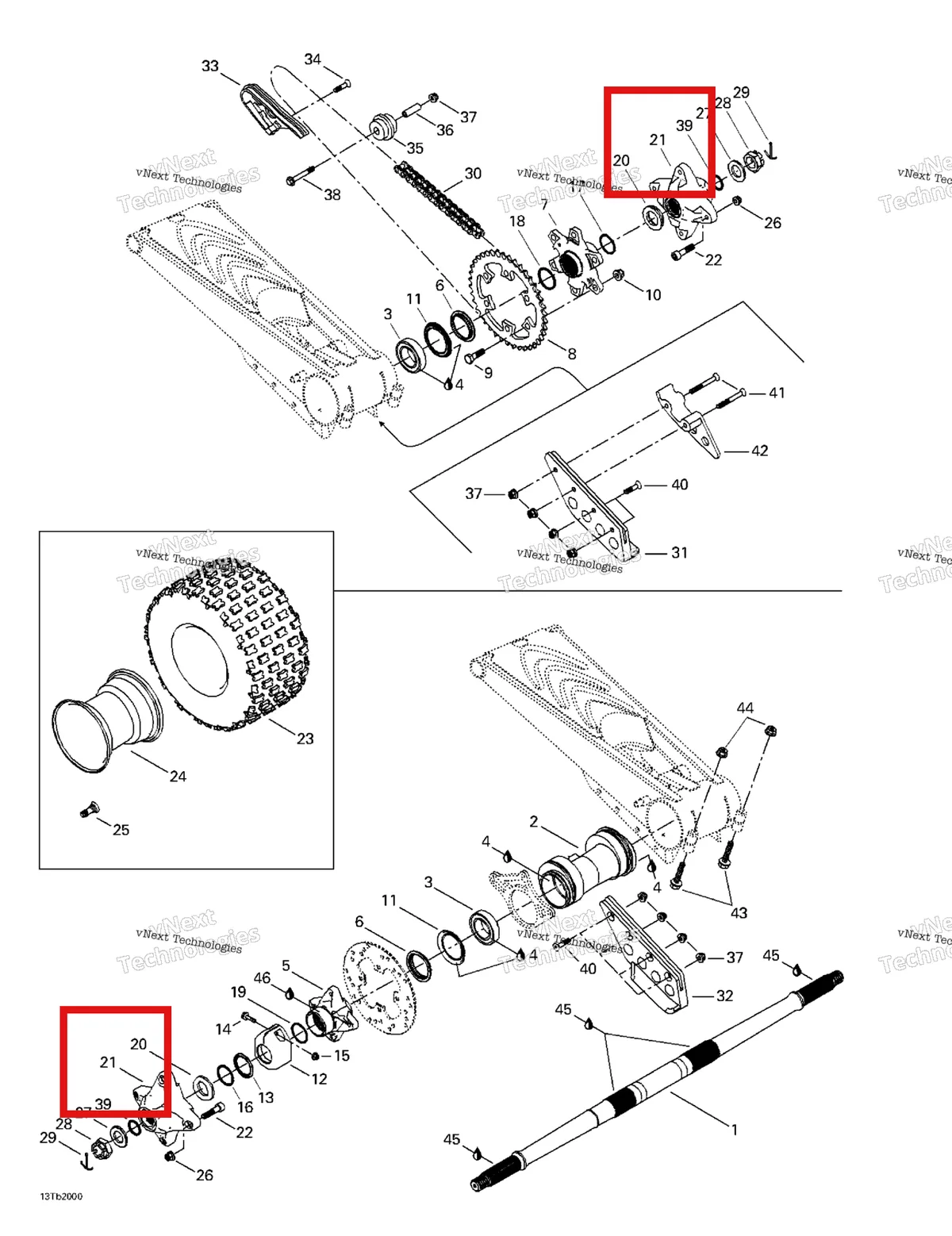 Деталь 705500069 на схеме узла 2001 Can-Am DS 650, 7404 Drive System, Rear