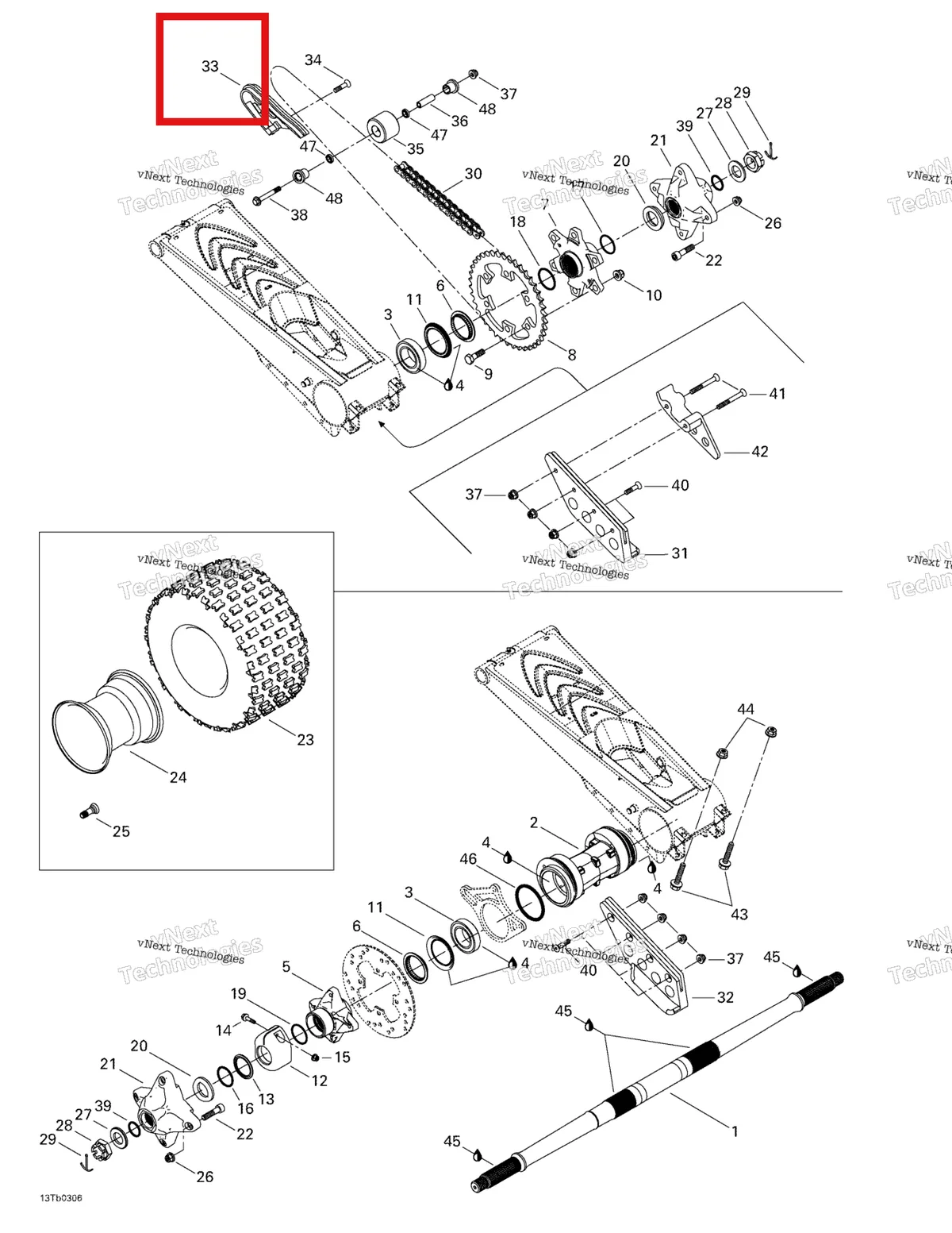 Деталь 705500071 на схеме узла 2003 Can-Am DS 650 Baja Drive System, Rear