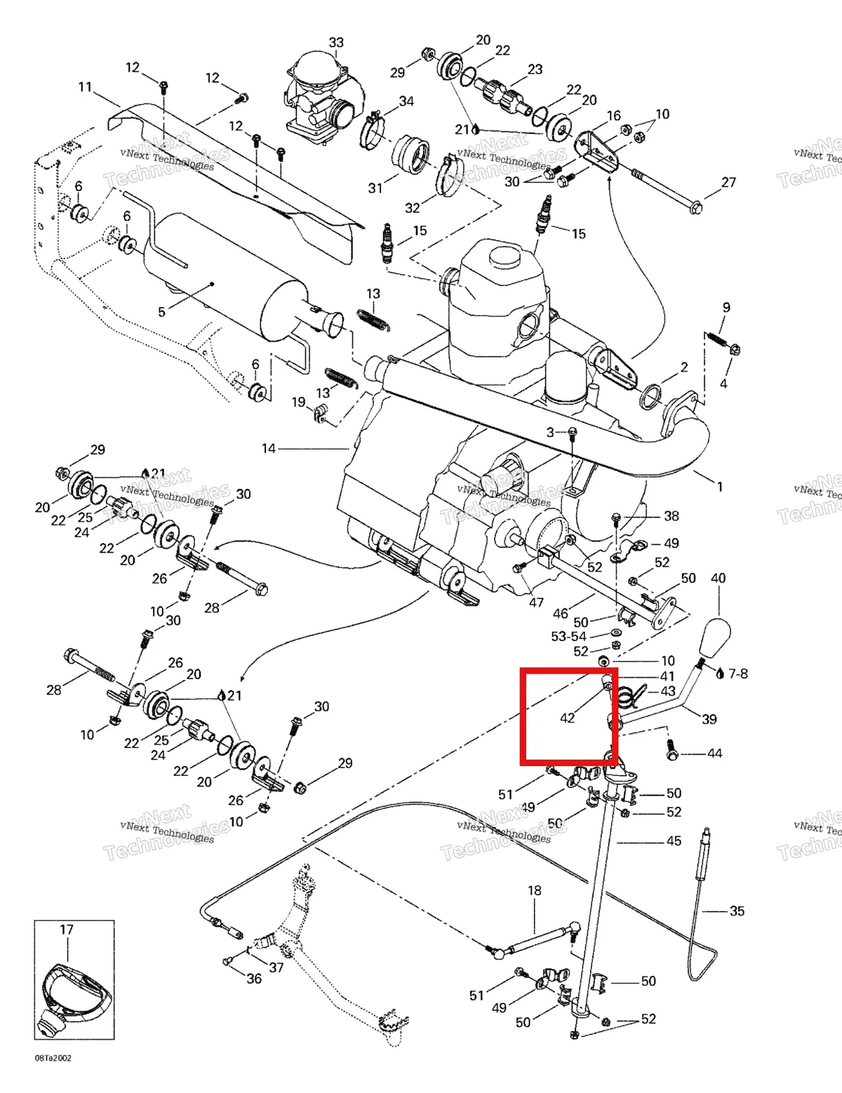 Деталь 705500094 на схеме узла 2000 Can-Am Traxter, 7405/7406 Exhaust System