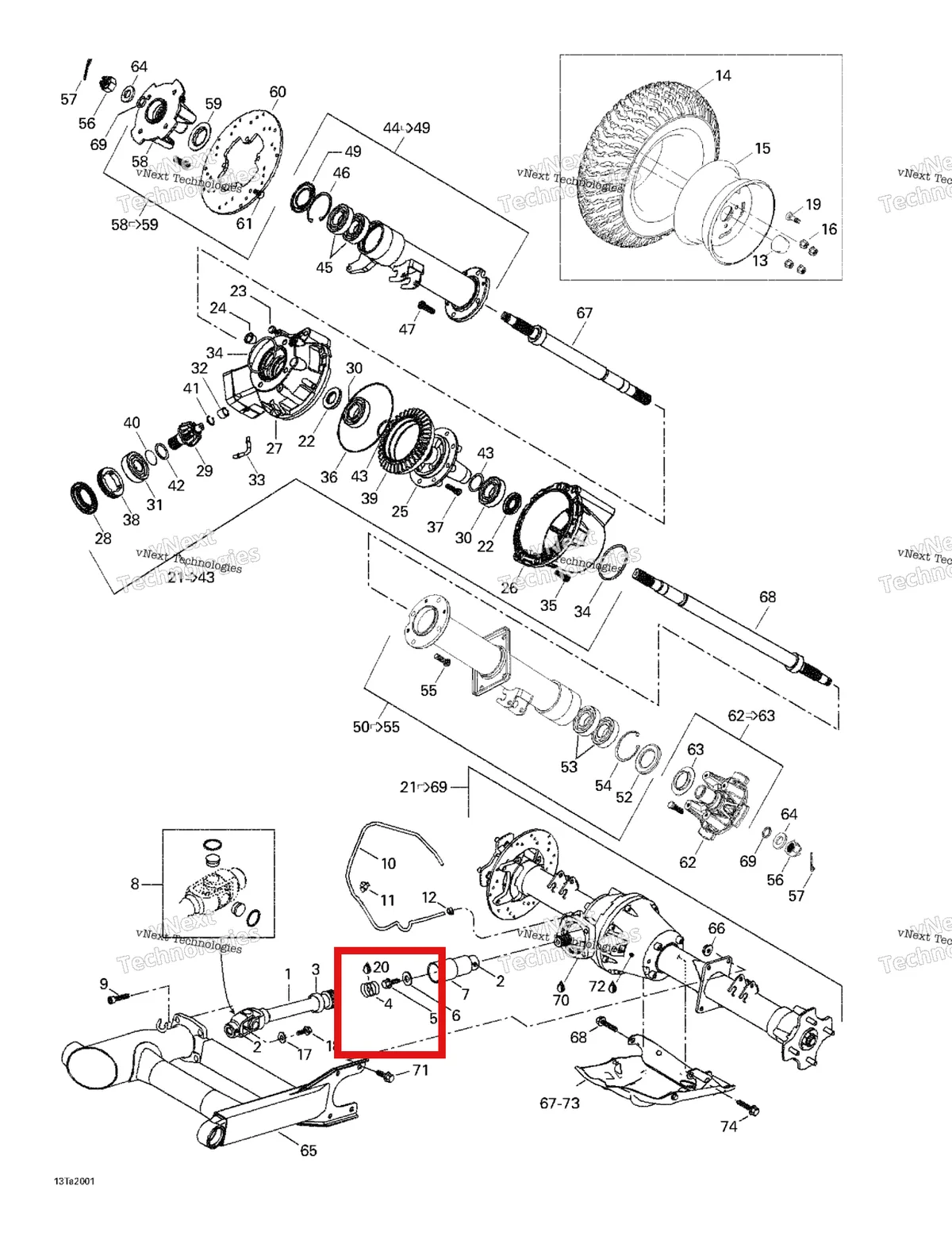 Деталь 705500098 на схеме узла 1999 Can-Am Traxter, 7400/ 7401/7413/7414 Drive System, Rear