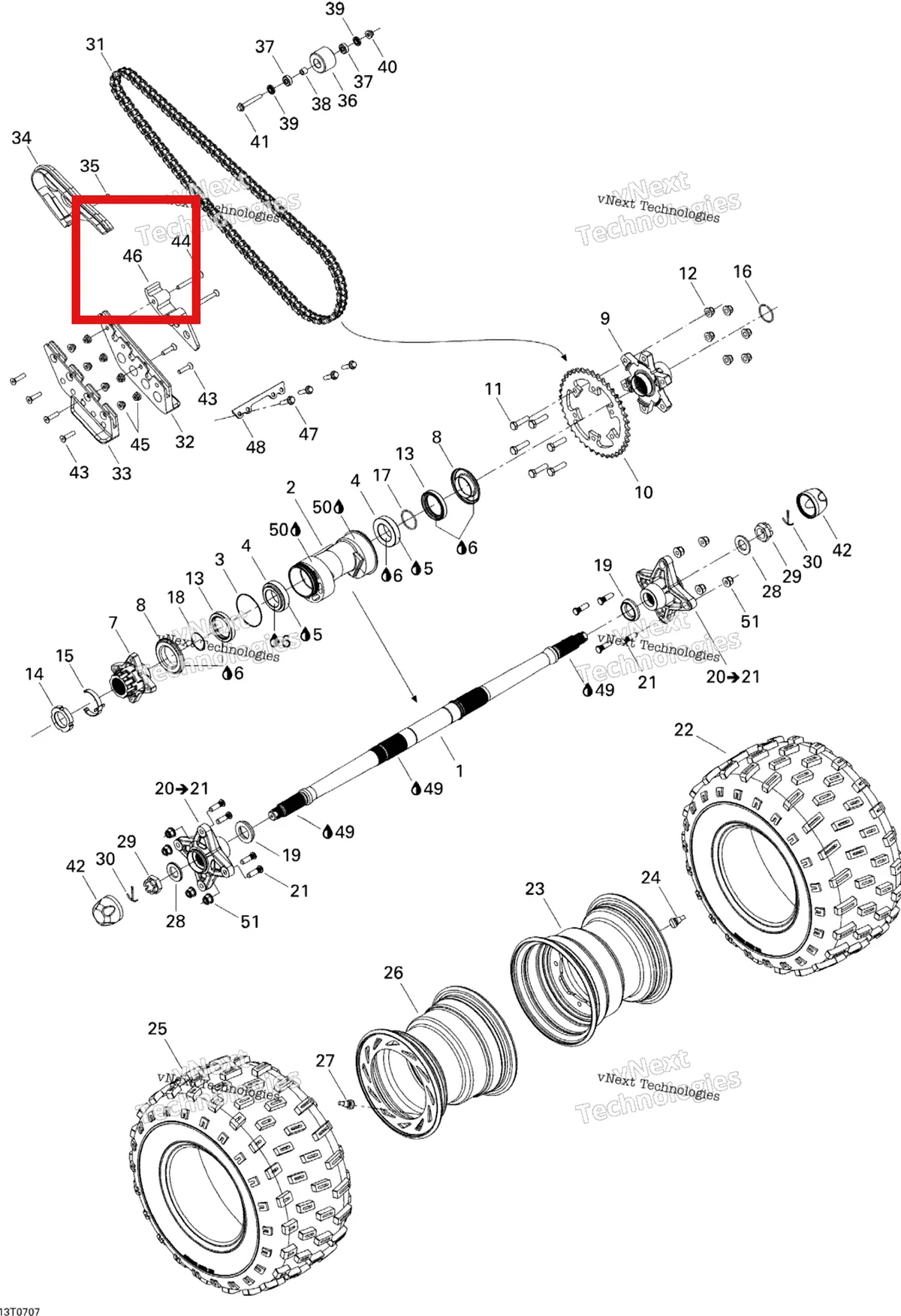 Деталь 705500116 на схеме узла 2007 Can-Am DS 650 X Drive System, Rear