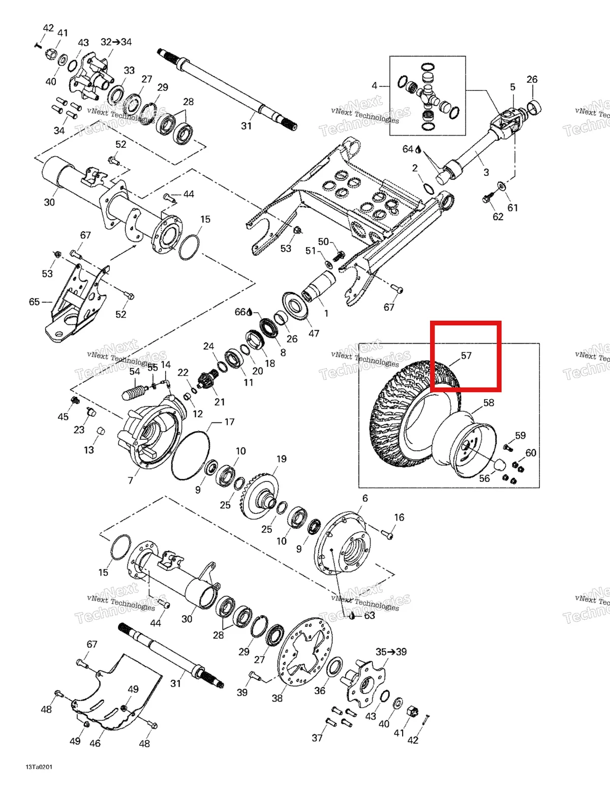 Деталь 705500140 на схеме узла 2002 Can-Am Traxter XT Drive System, Rear