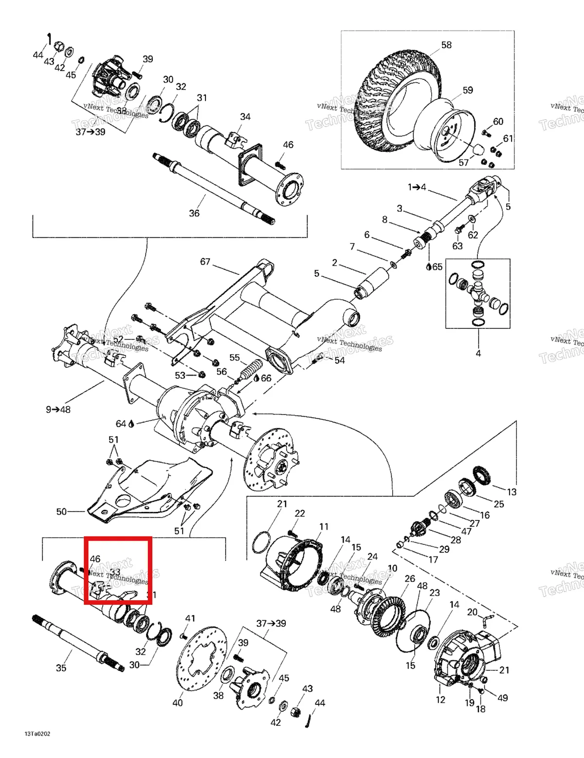 Деталь 705500156 на схеме узла 2002 Can-Am Traxter XL, 7458 Drive System, Rear