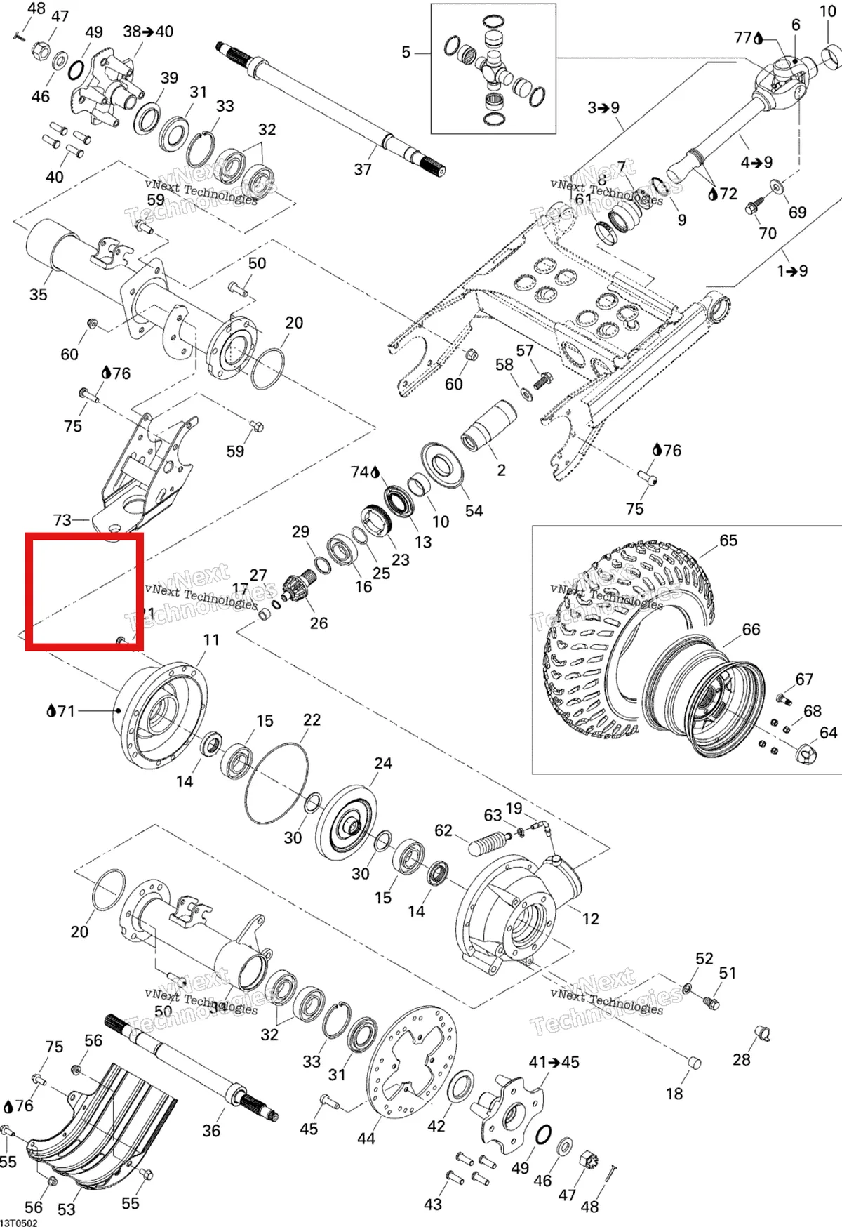 Деталь 705500182 на схеме узла 2005 Can-Am Traxter XT Drive System, Rear