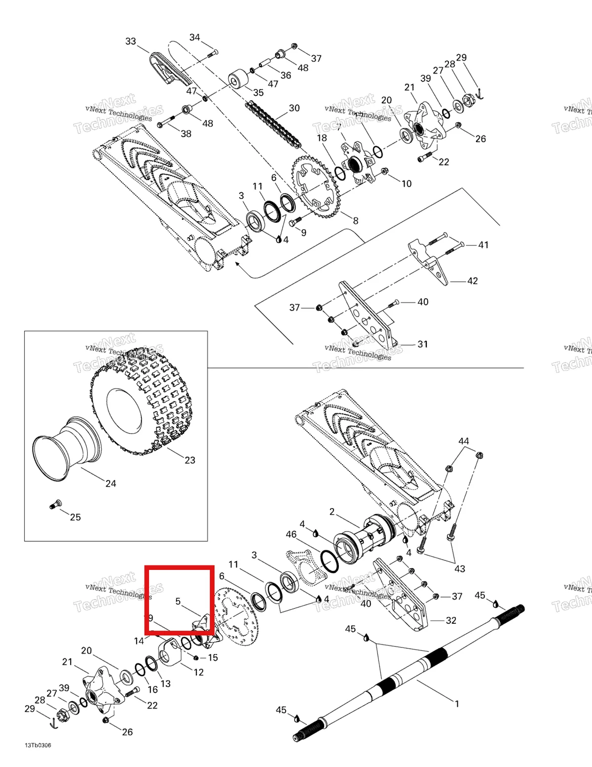 Деталь 705500190 на схеме узла 2003 Can-Am DS 650 Baja Drive System, Rear