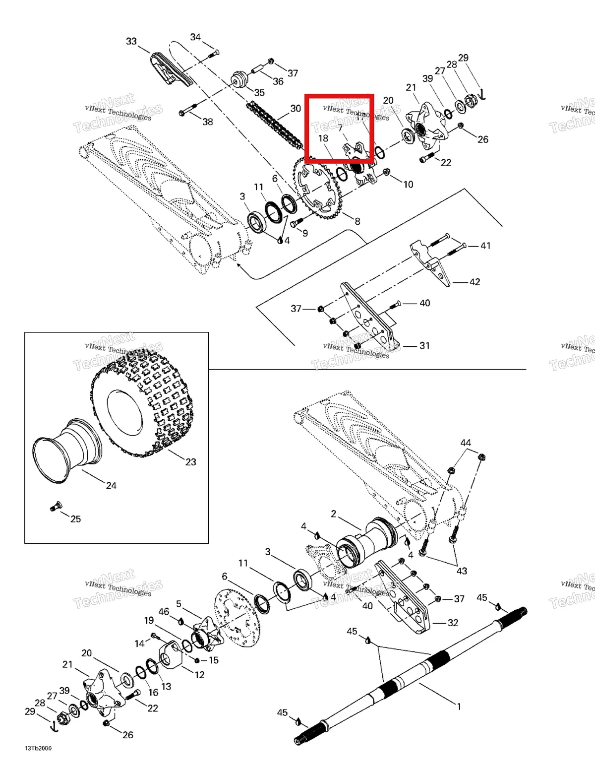 Деталь 705500192 на схеме узла 2001 Can-Am DS 650, 7404 Drive System, Rear