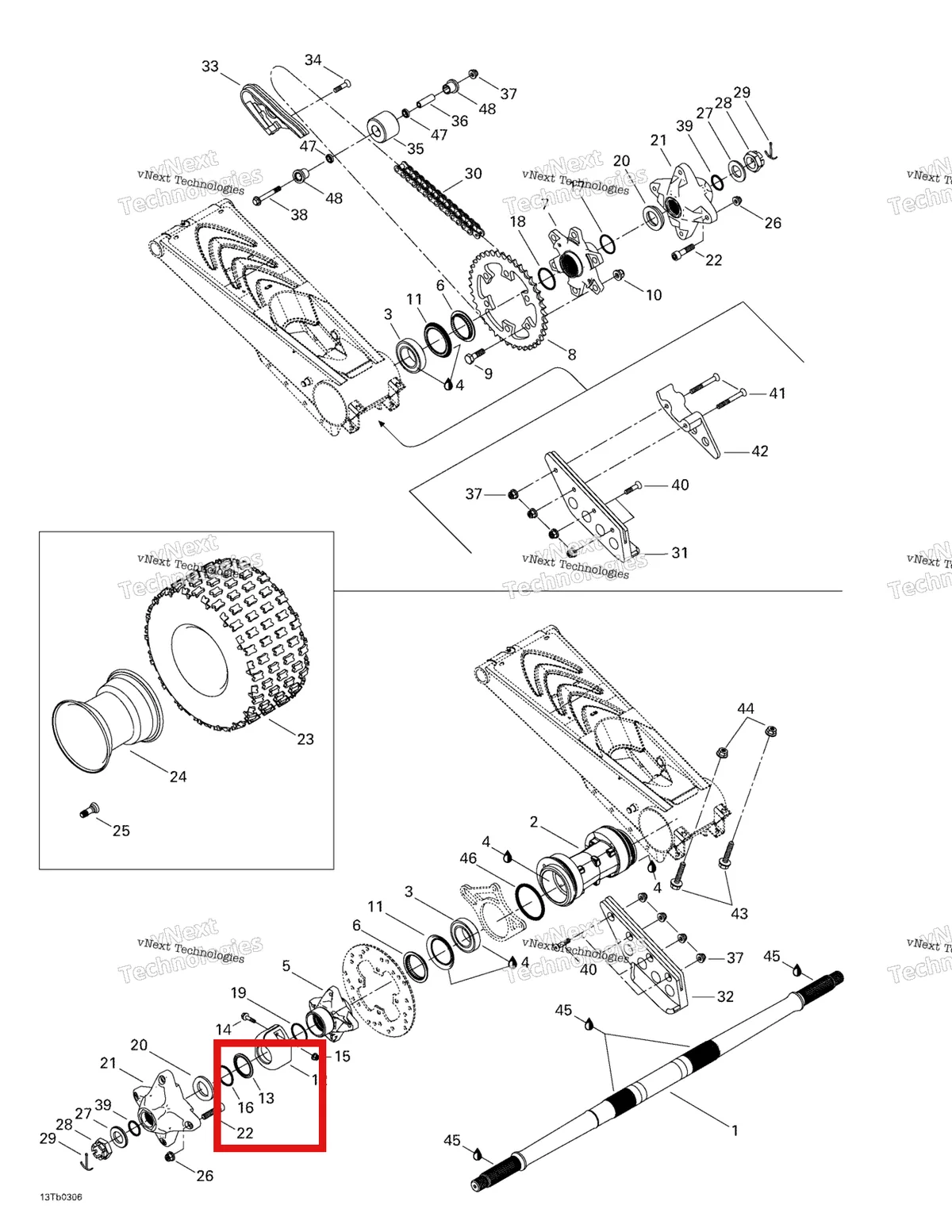 Деталь 705500206 на схеме узла 2003 Can-Am DS 650 Baja Drive System, Rear