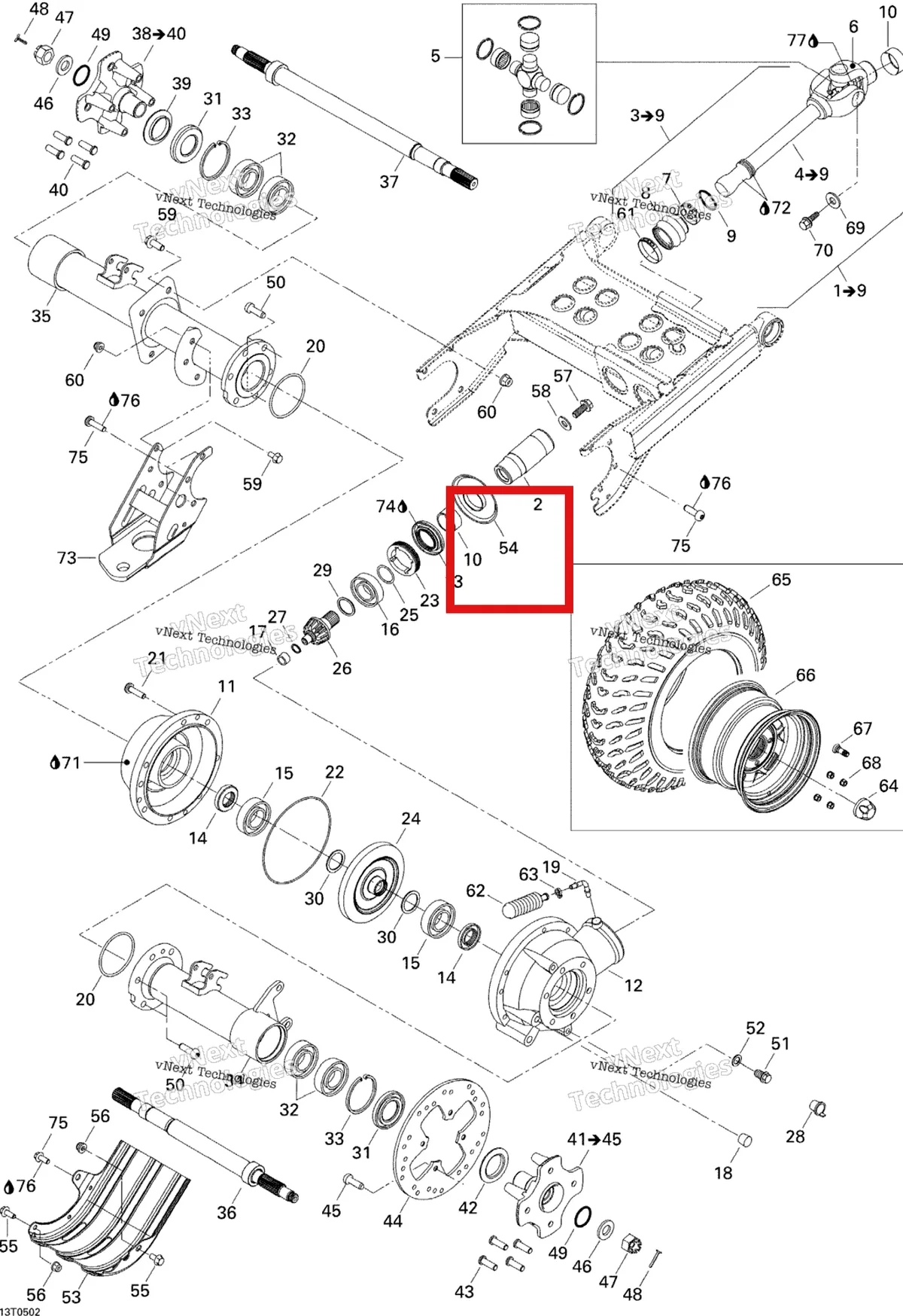 Деталь 705500214 на схеме узла 2005 Can-Am Traxter 5 Speed Drive System, Rear