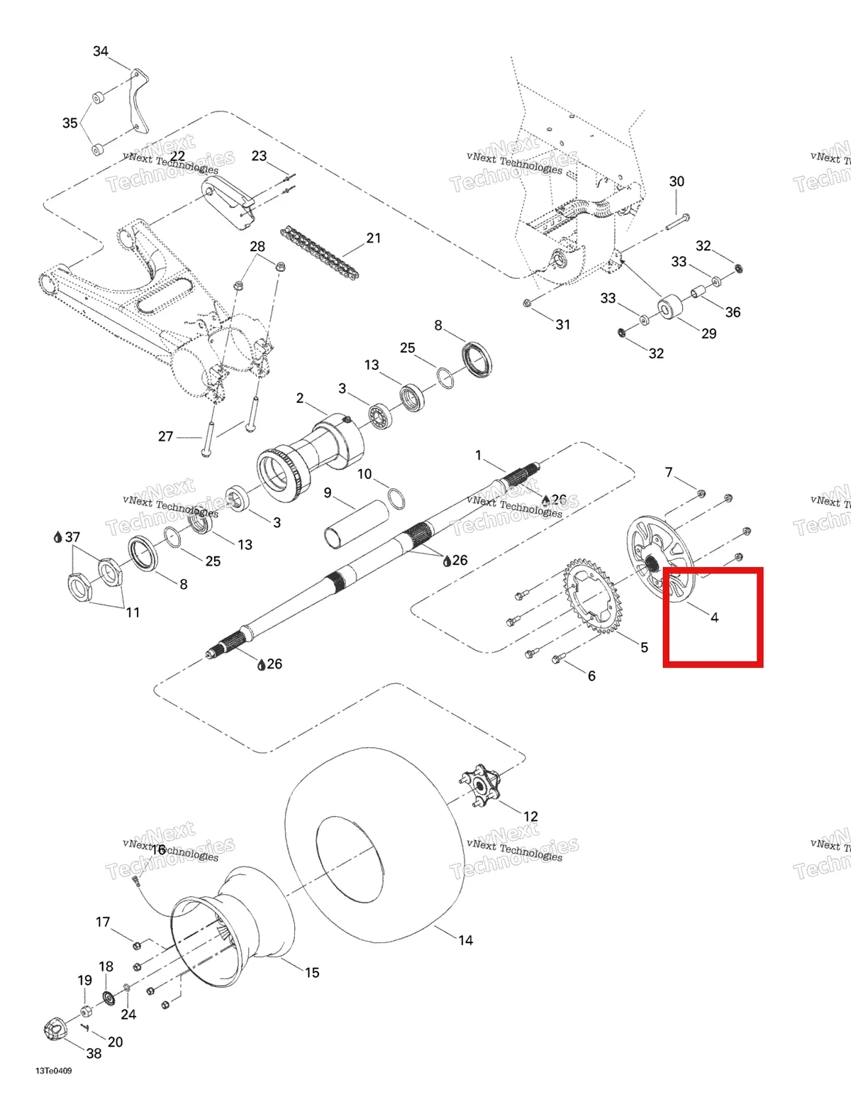 Деталь 705500217 на схеме узла 2004 Can-Am Rally 175 Drive System, Rear