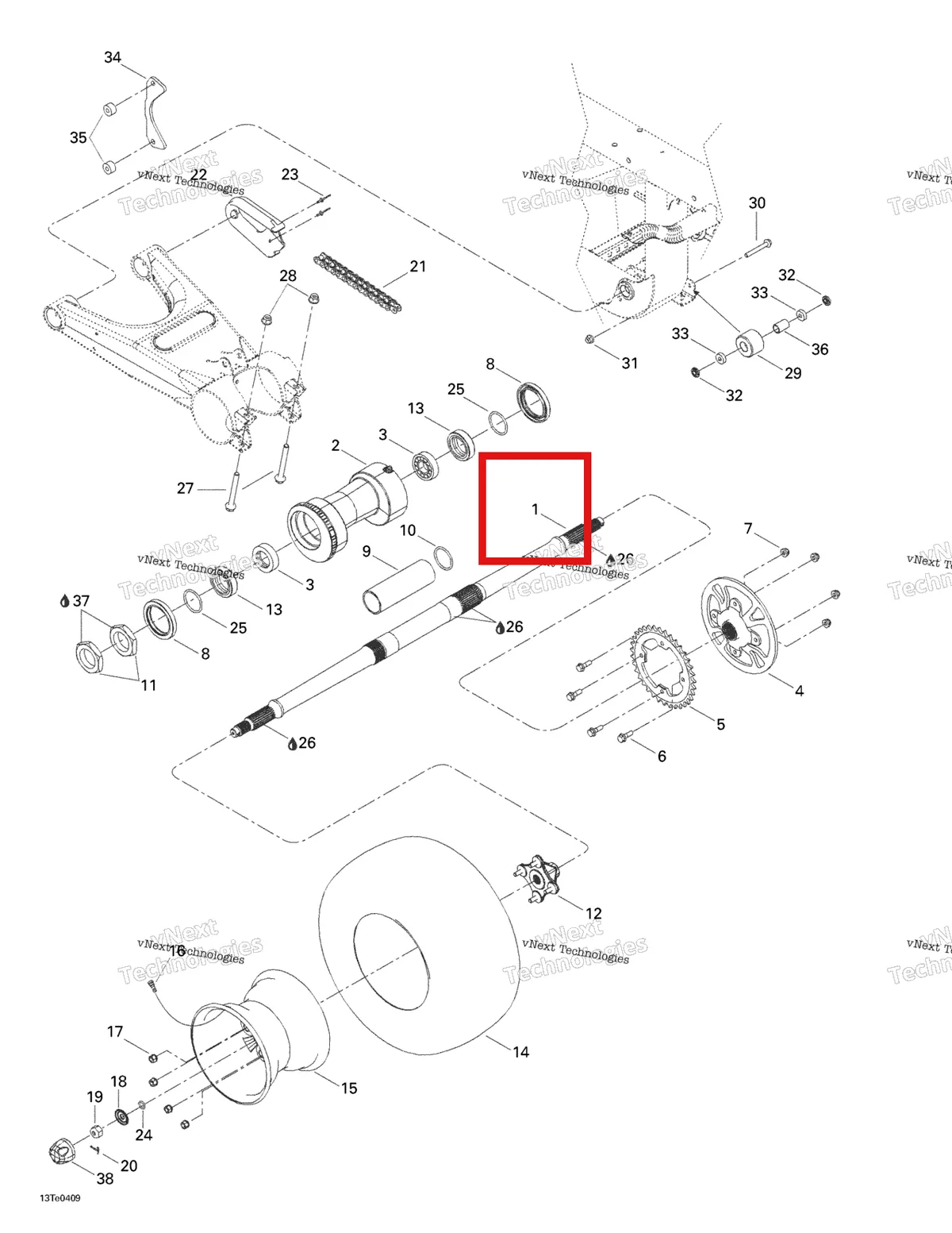 Деталь 705500220 на схеме узла 2004 Can-Am Rally 175 Drive System, Rear