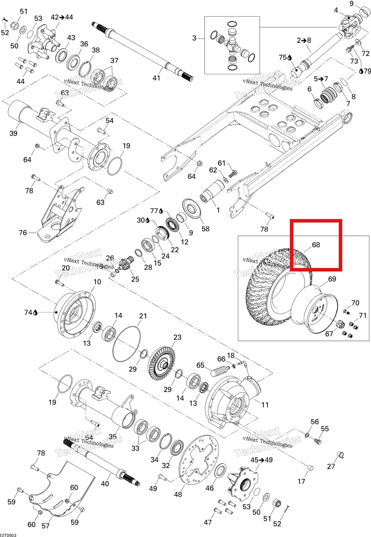 Деталь 705500230 на схеме узла 2005 Can-Am Traxter XL Drive System, Rear