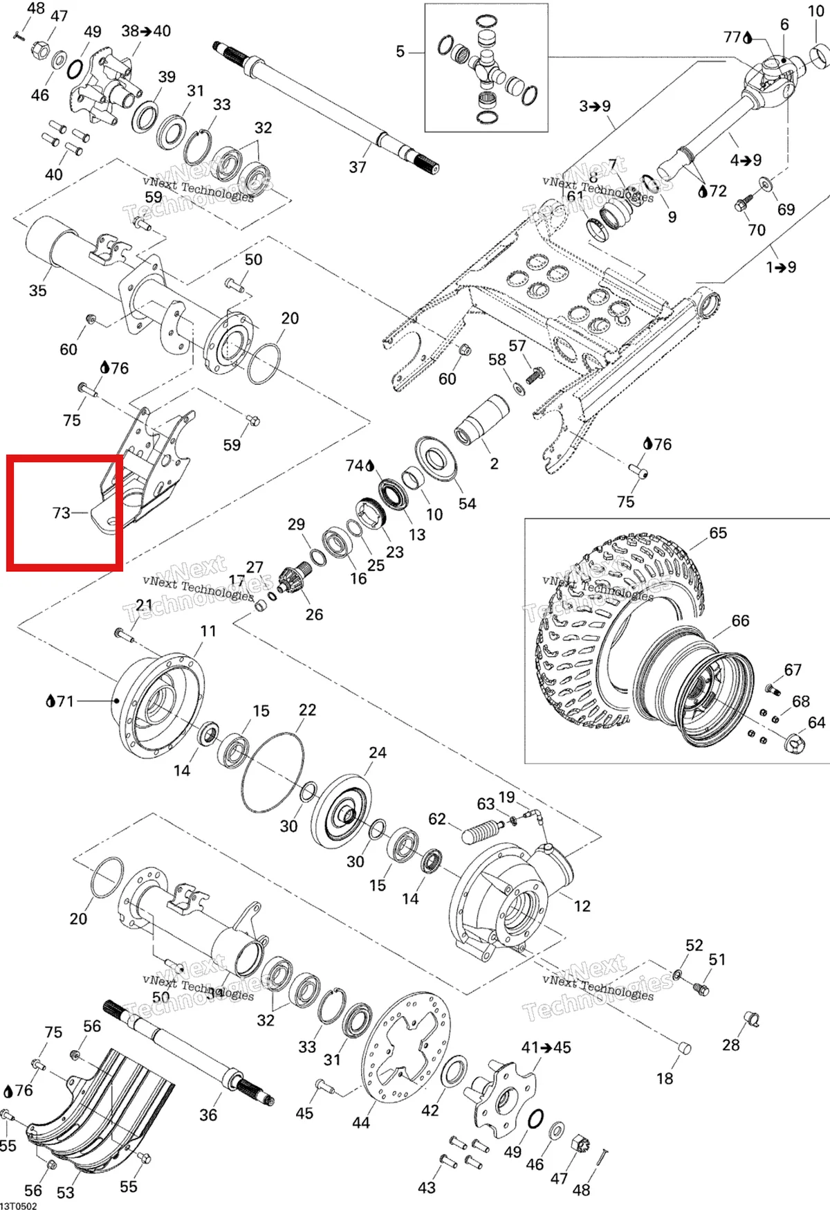 Деталь 705500244 на схеме узла 2005 Can-Am Traxter 5 Speed Drive System, Rear