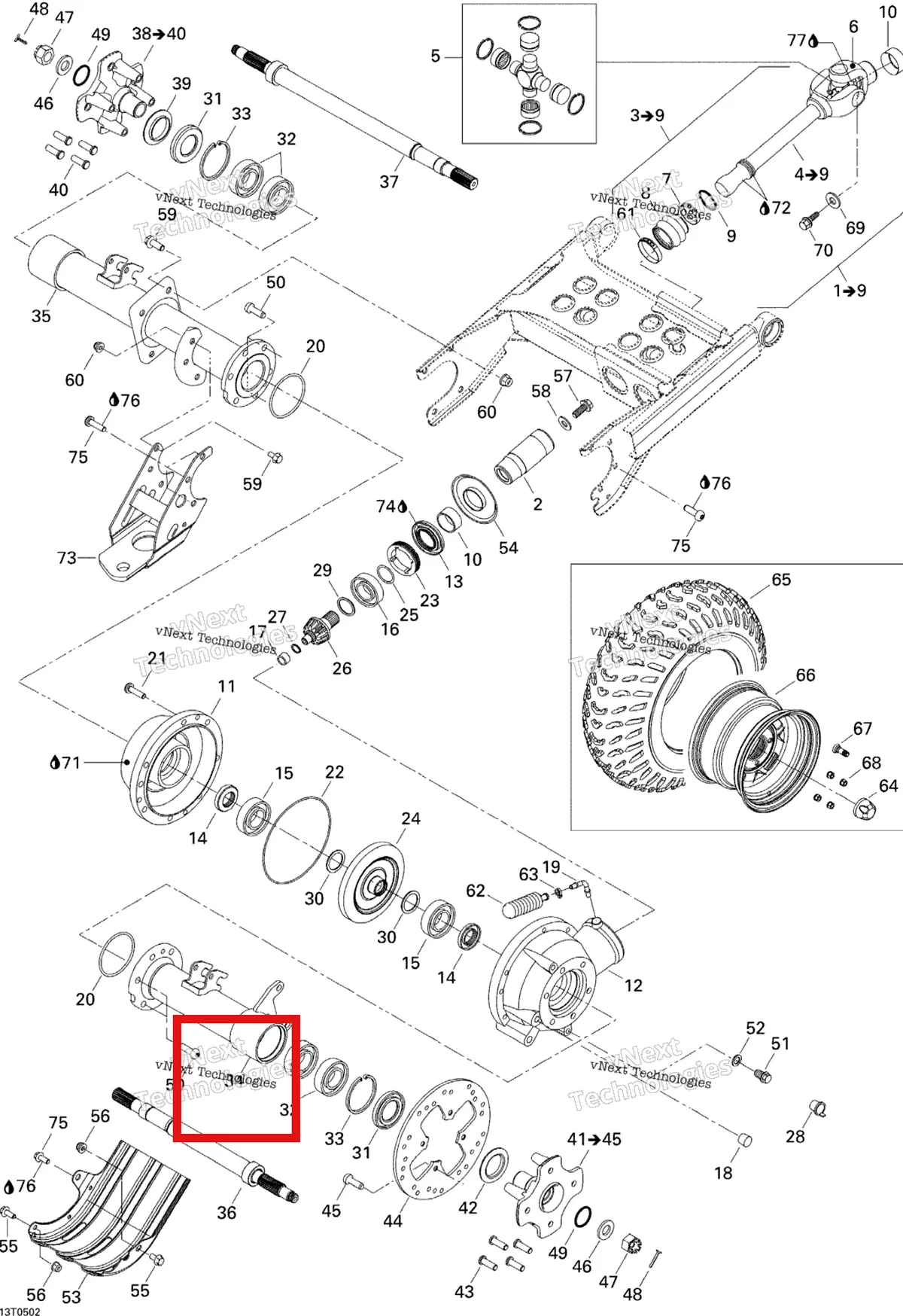 Деталь 705500250 на схеме узла 2005 Can-Am Traxter 5 Speed Drive System, Rear