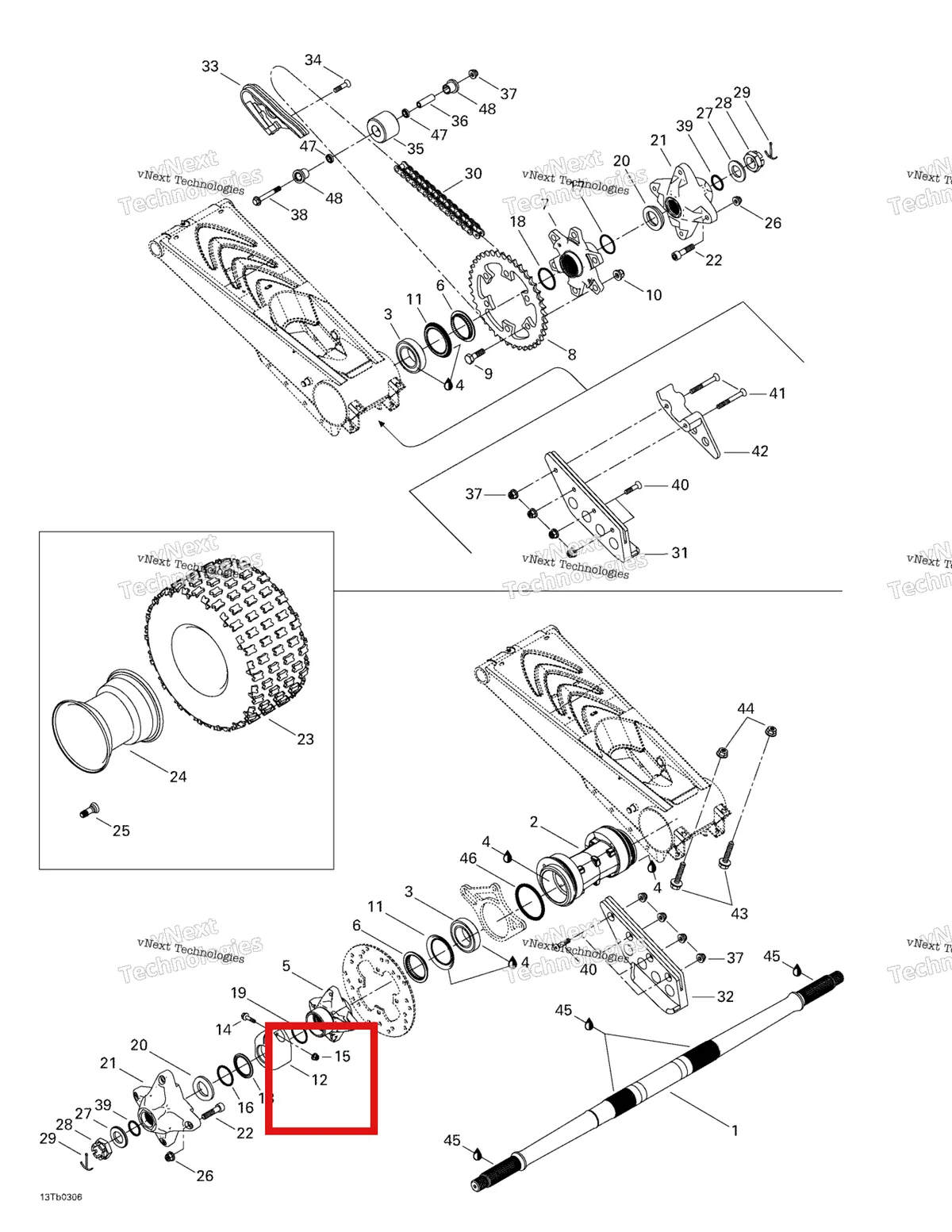 Деталь 705500257 на схеме узла 2003 Can-Am DS 650 Baja Drive System, Rear