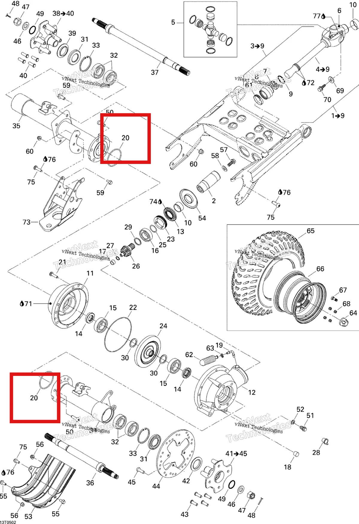 Деталь 705500263 на схеме узла 2005 Can-Am Traxter 5 Speed Drive System, Rear