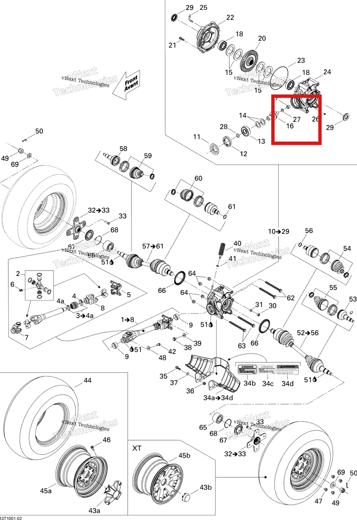 Деталь 705500269 на схеме узла 2010 Can-Am Outlander 400 EFI Drive System, Rear