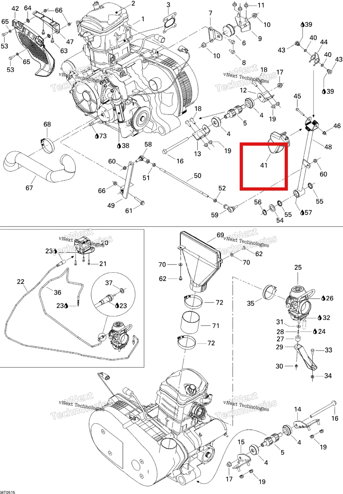 Деталь 705500282 на схеме узла 2005 Can-Am Traxter Max CVT 650 Engine And Engine Support