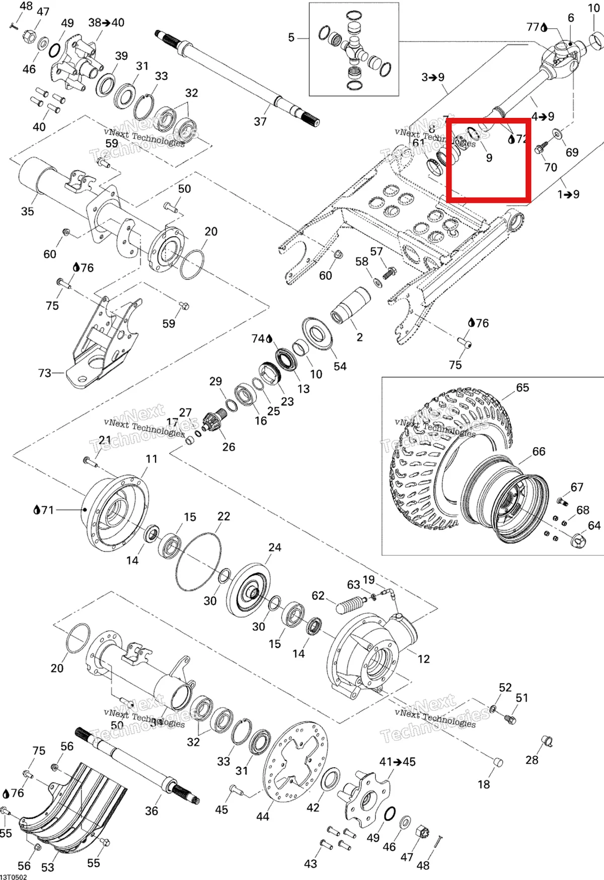 Деталь 705500315 на схеме узла 2005 Can-Am Traxter 5 Speed Drive System, Rear