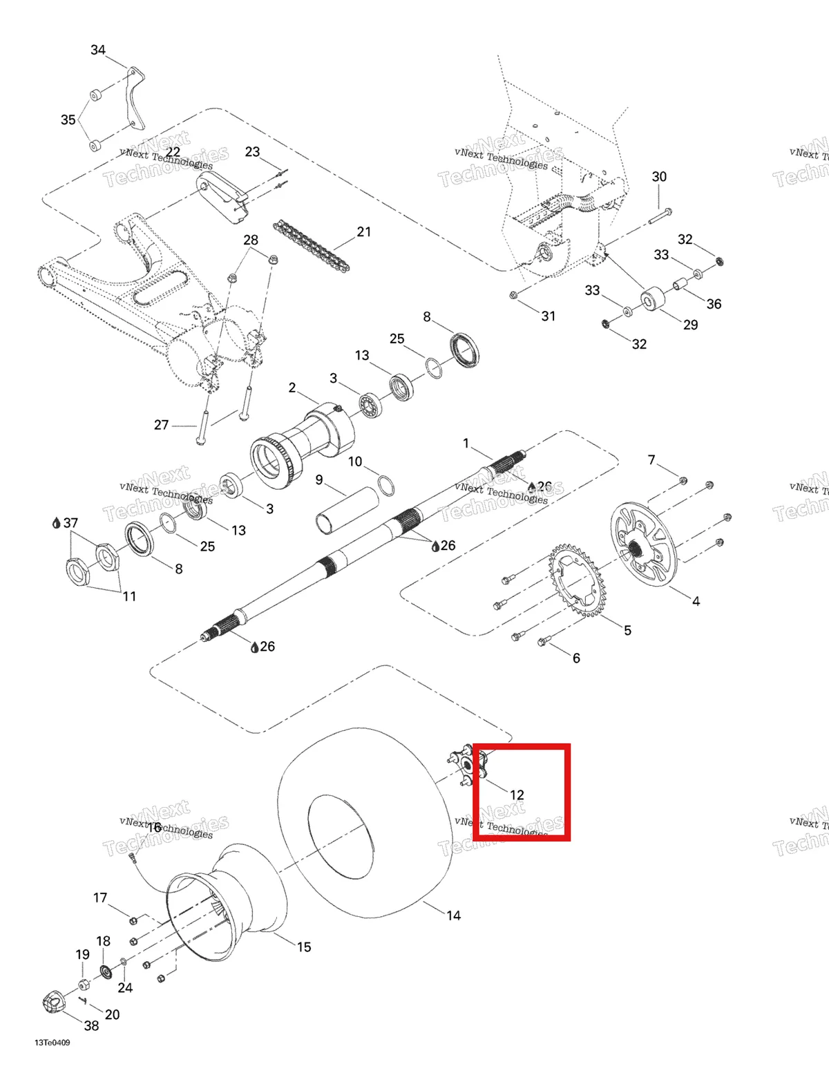 Деталь 705500341 на схеме узла 2004 Can-Am Rally 175 Drive System, Rear