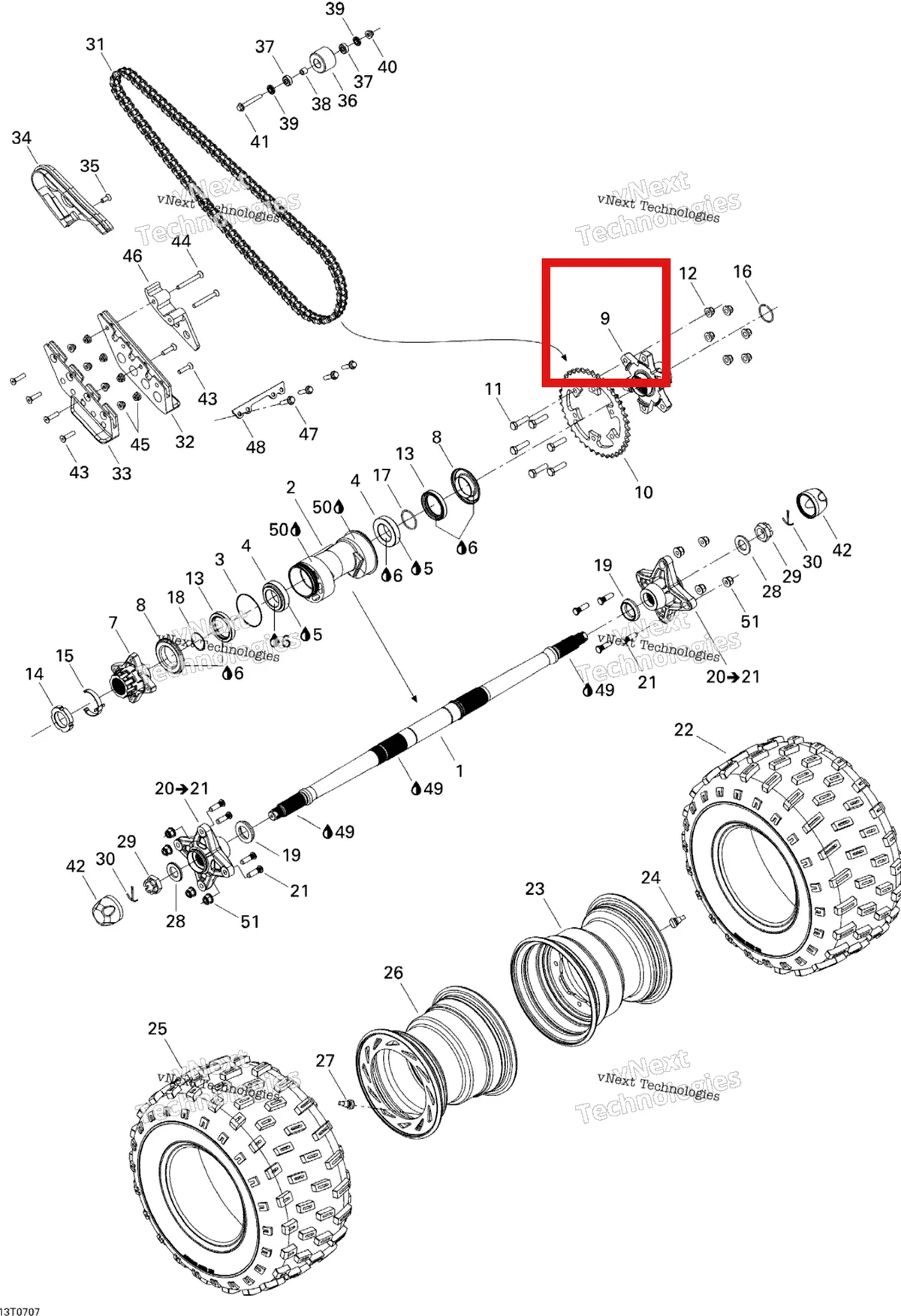 Деталь 705500344 на схеме узла 2007 Can-Am DS 650 X Drive System, Rear