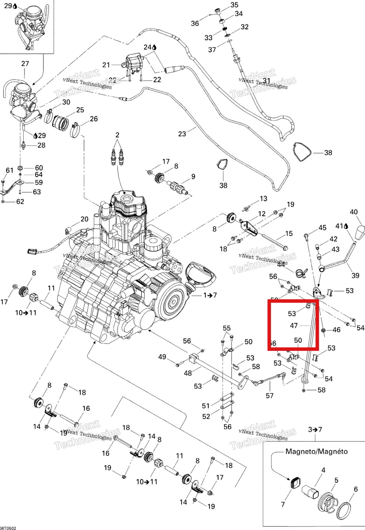 Деталь 705500358 на схеме узла 2005 Can-Am Traxter 5 Speed Engine Support