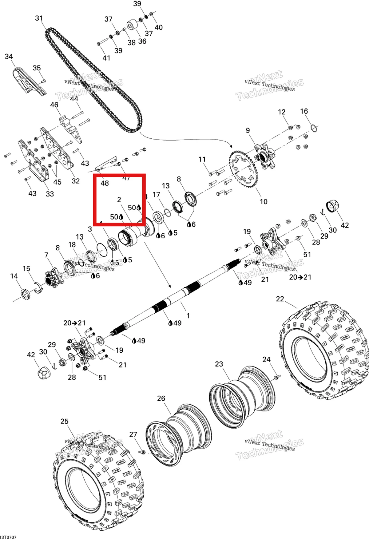 Деталь 705500388 на схеме узла 2007 Can-Am DS 650 X Drive System, Rear