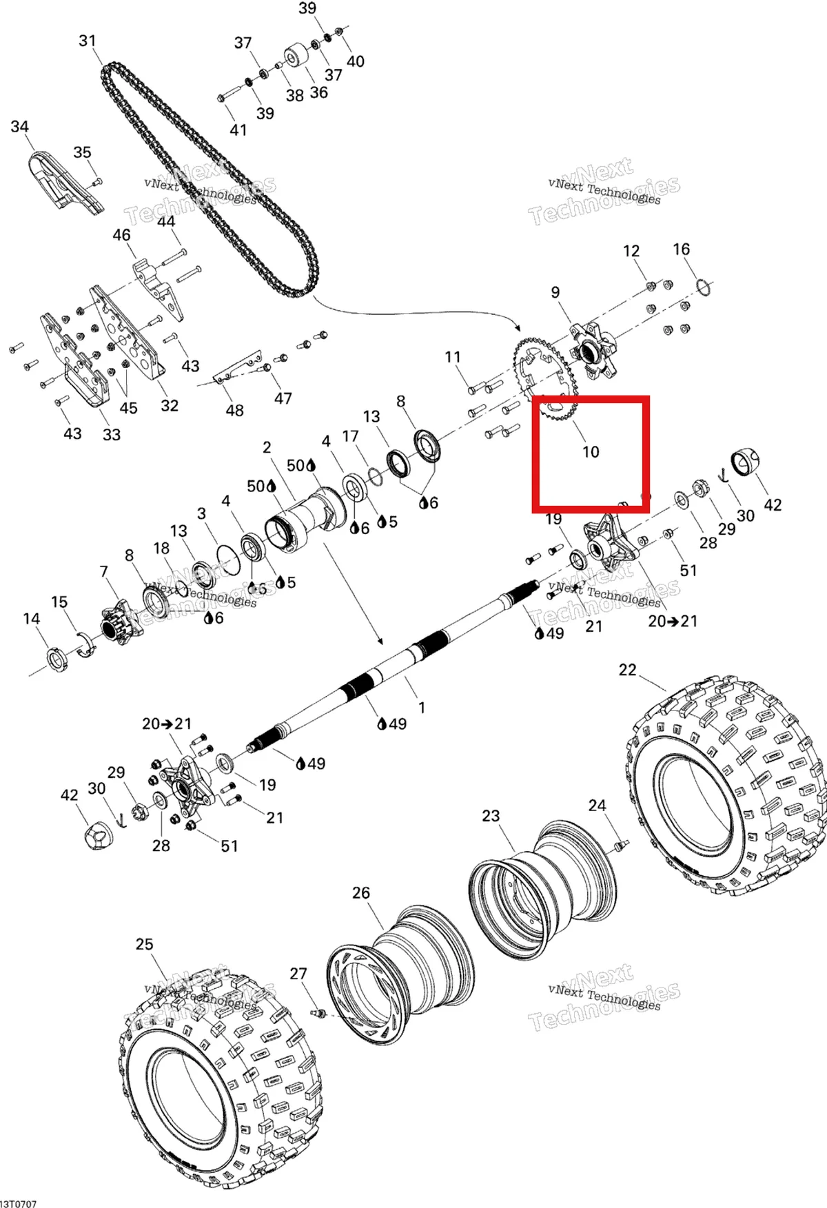 Деталь 705500390 на схеме узла 2007 Can-Am DS 650 X Drive System, Rear
