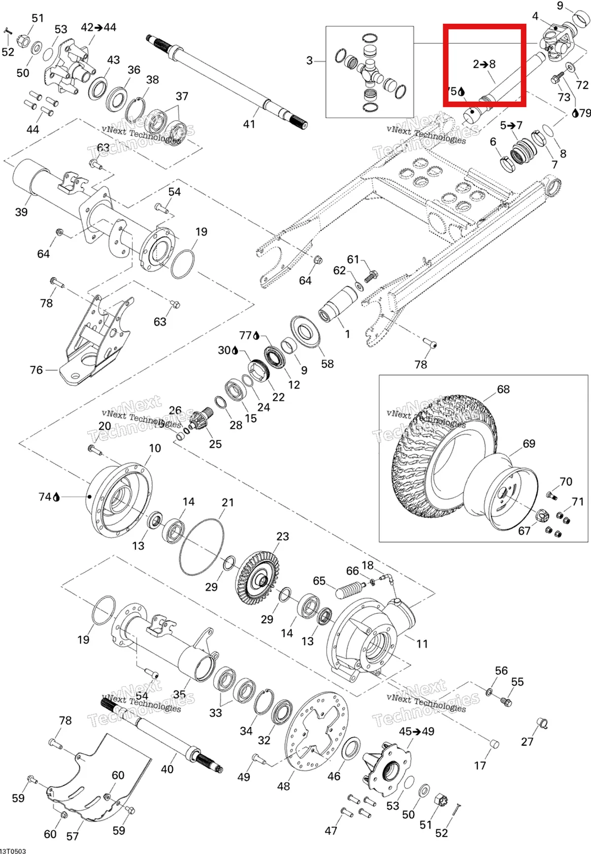 Деталь 705500393 на схеме узла 2005 Can-Am Traxter XL Drive System, Rear