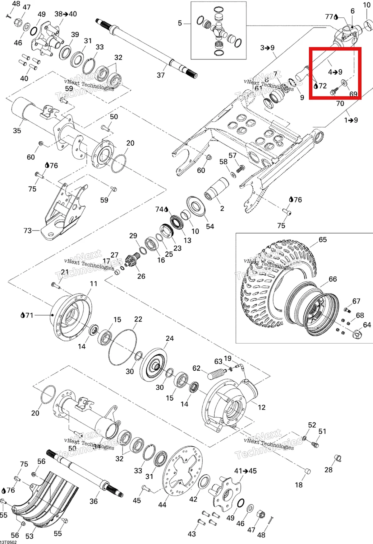 Деталь 705500403 на схеме узла 2005 Can-Am Traxter 5 Speed Drive System, Rear