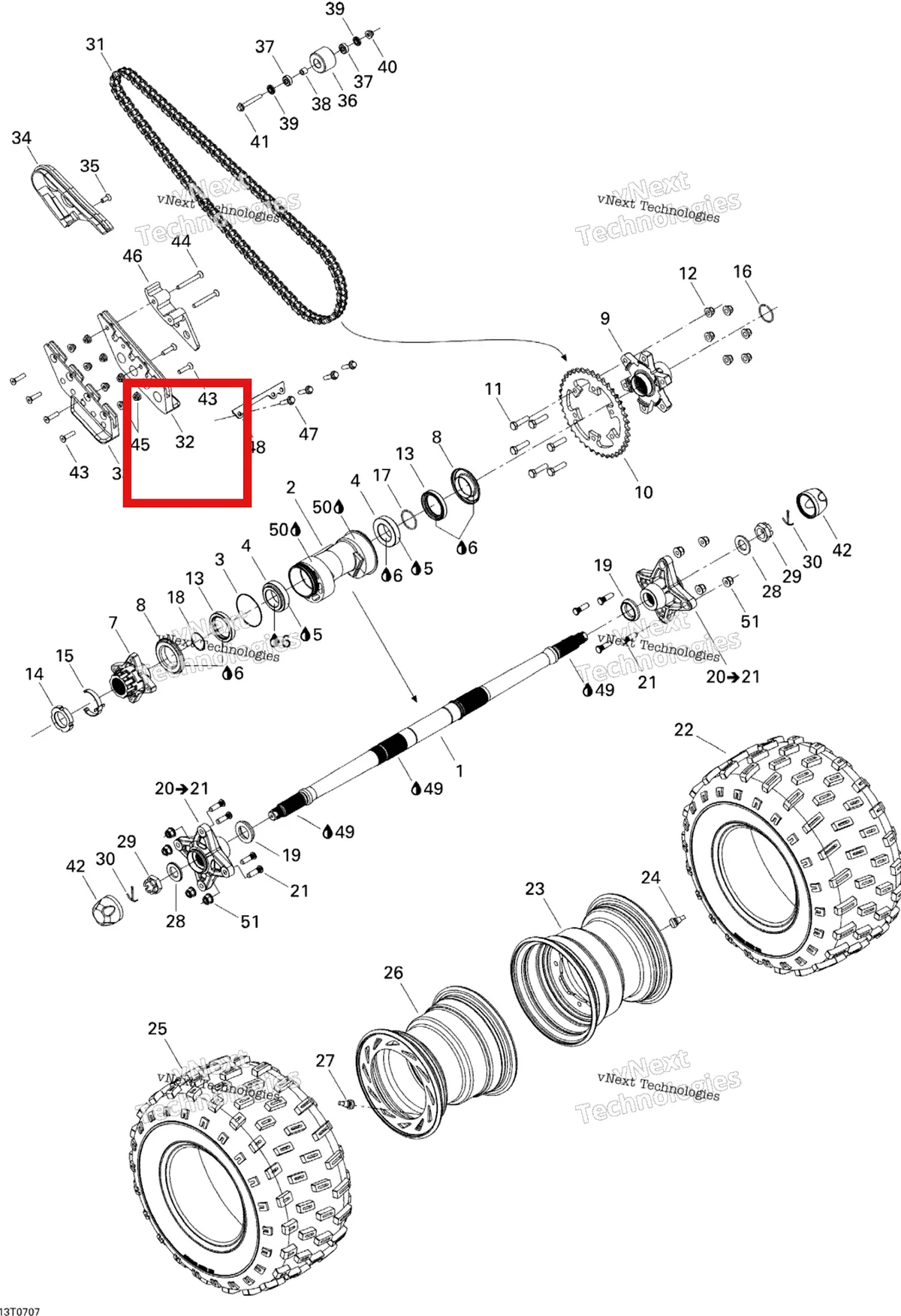 Деталь 705500414 на схеме узла 2007 Can-Am DS 650 X Drive System, Rear