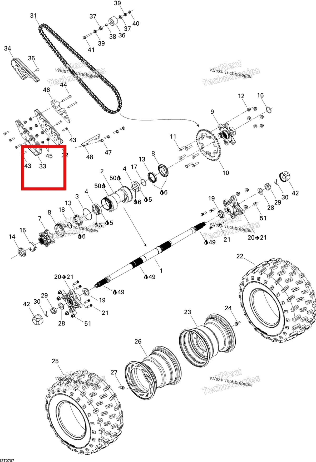 Деталь 705500415 на схеме узла 2007 Can-Am DS 650 X Drive System, Rear