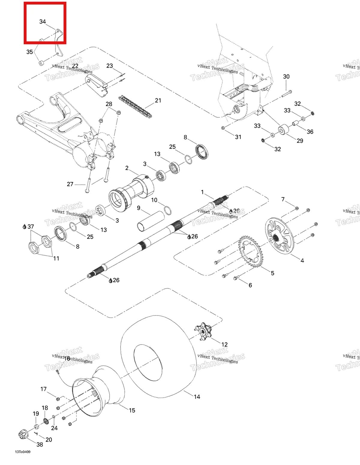 Деталь 705500425 на схеме узла 2004 Can-Am Rally 175 Drive System, Rear