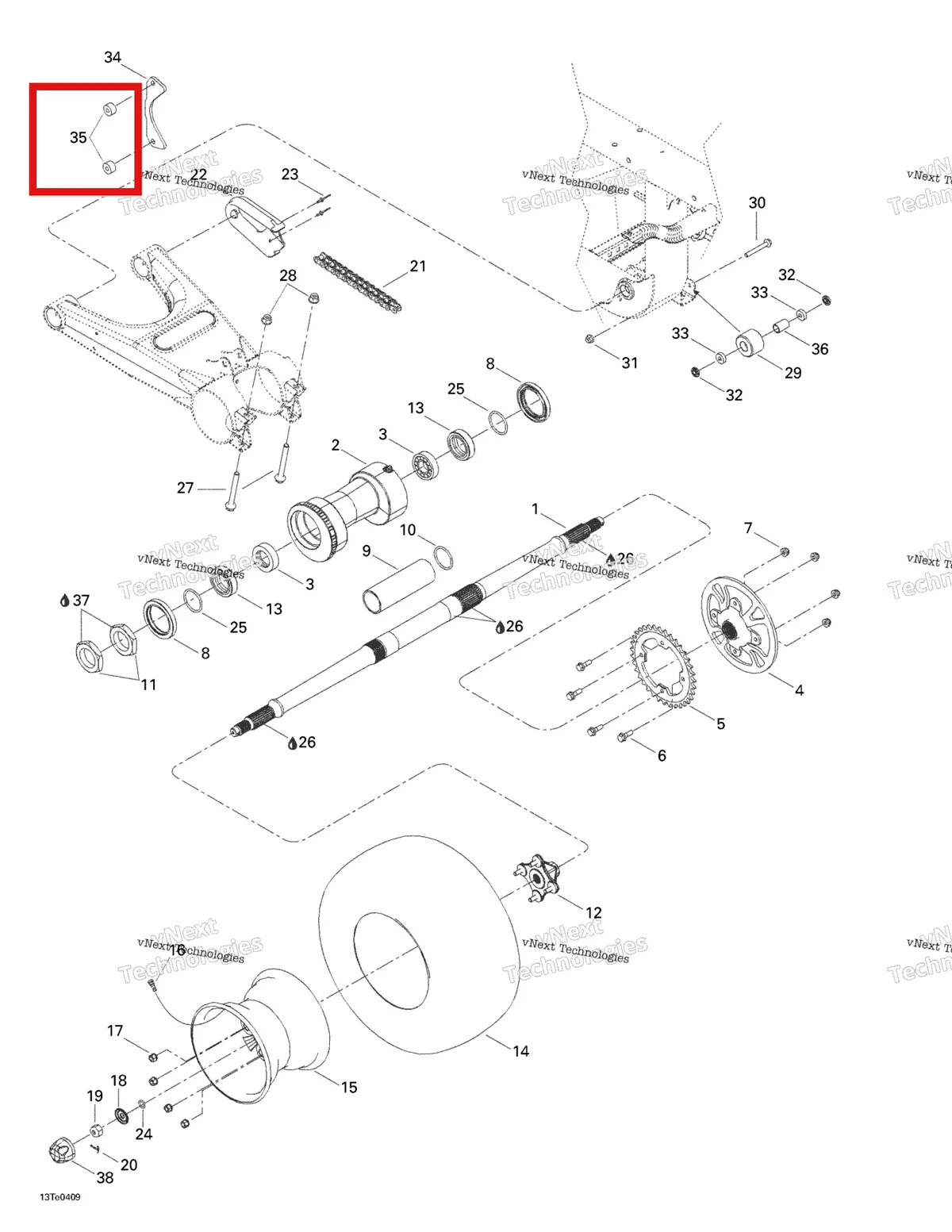 Деталь 705500426 на схеме узла 2004 Can-Am Rally 175 Drive System, Rear
