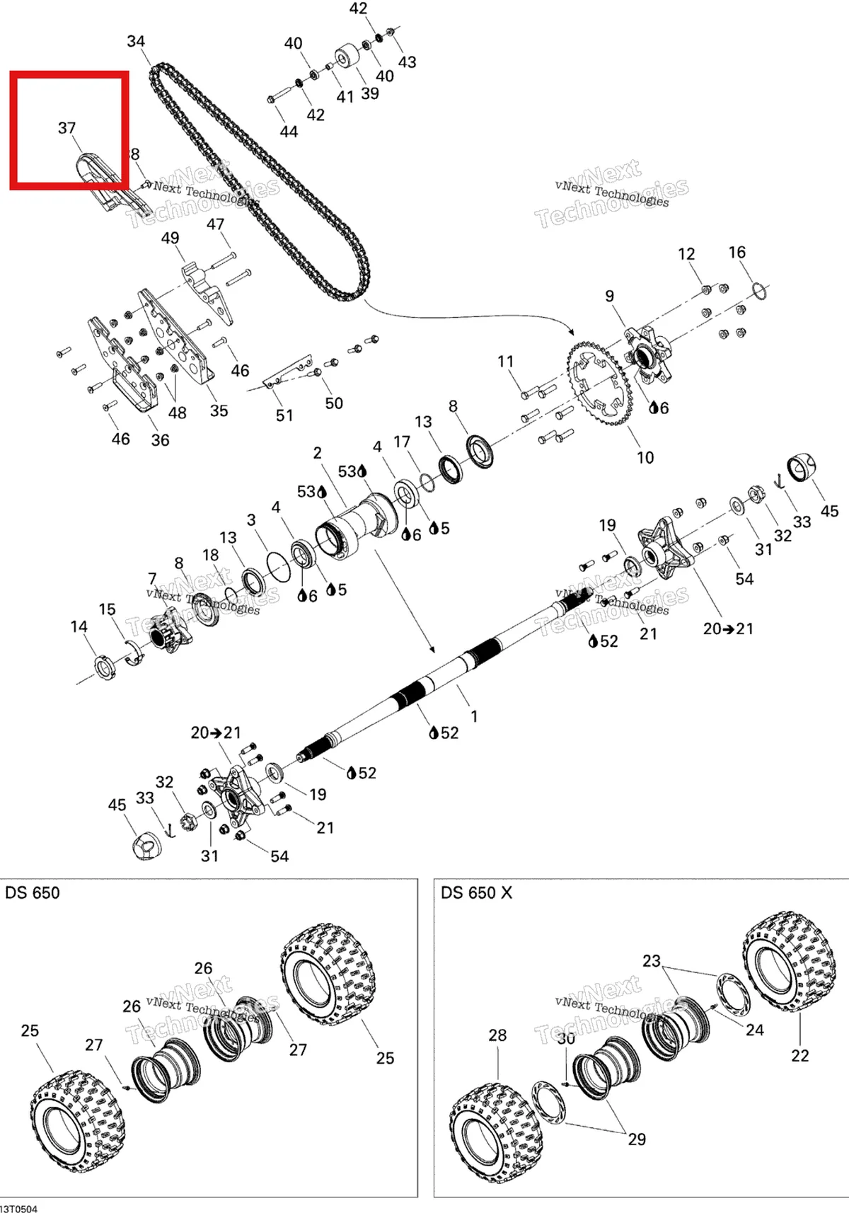 Деталь 705500442 на схеме узла 2005 Can-Am DS 650/DS 650 X Drive System, Rear
