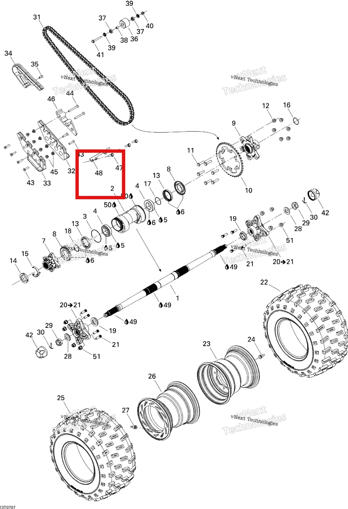 Деталь 705500443 на схеме узла 2007 Can-Am DS 650 X Drive System, Rear