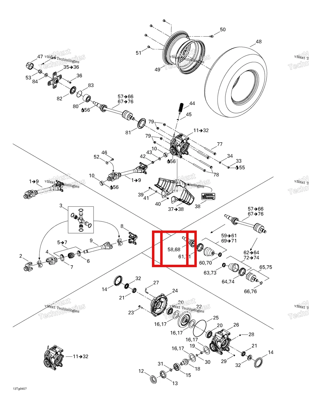 Деталь 705500468 на схеме узла 2004 Can-Am Outlander 330/400 STD 2 X 4 Drive System, Rear