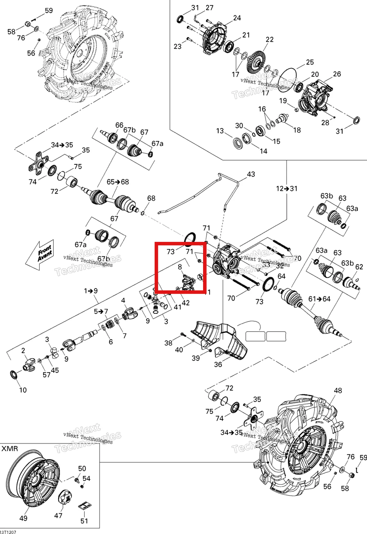 Деталь 705500526 на схеме узла 2012 Can-Am Outlander 800REFI Xmr Drive System, Rear