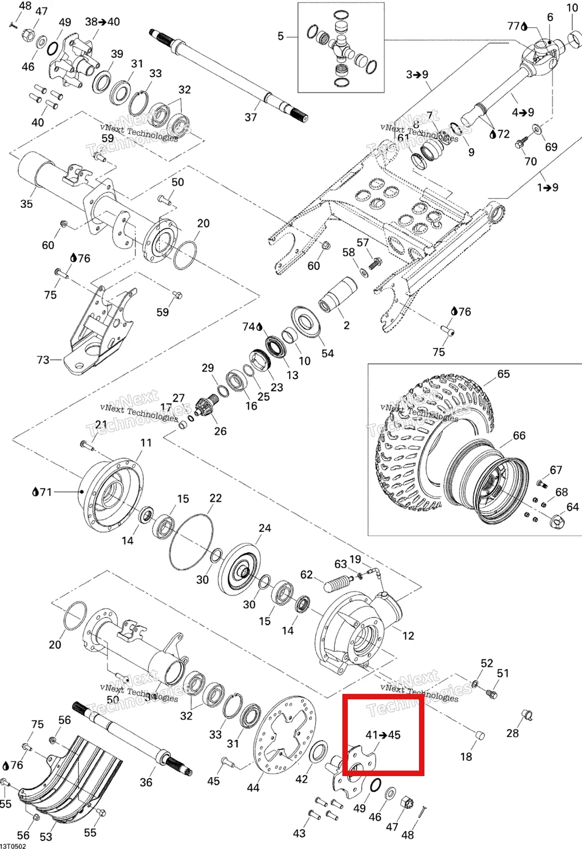 Деталь 705500634 на схеме узла 2005 Can-Am Traxter 5 Speed Drive System, Rear