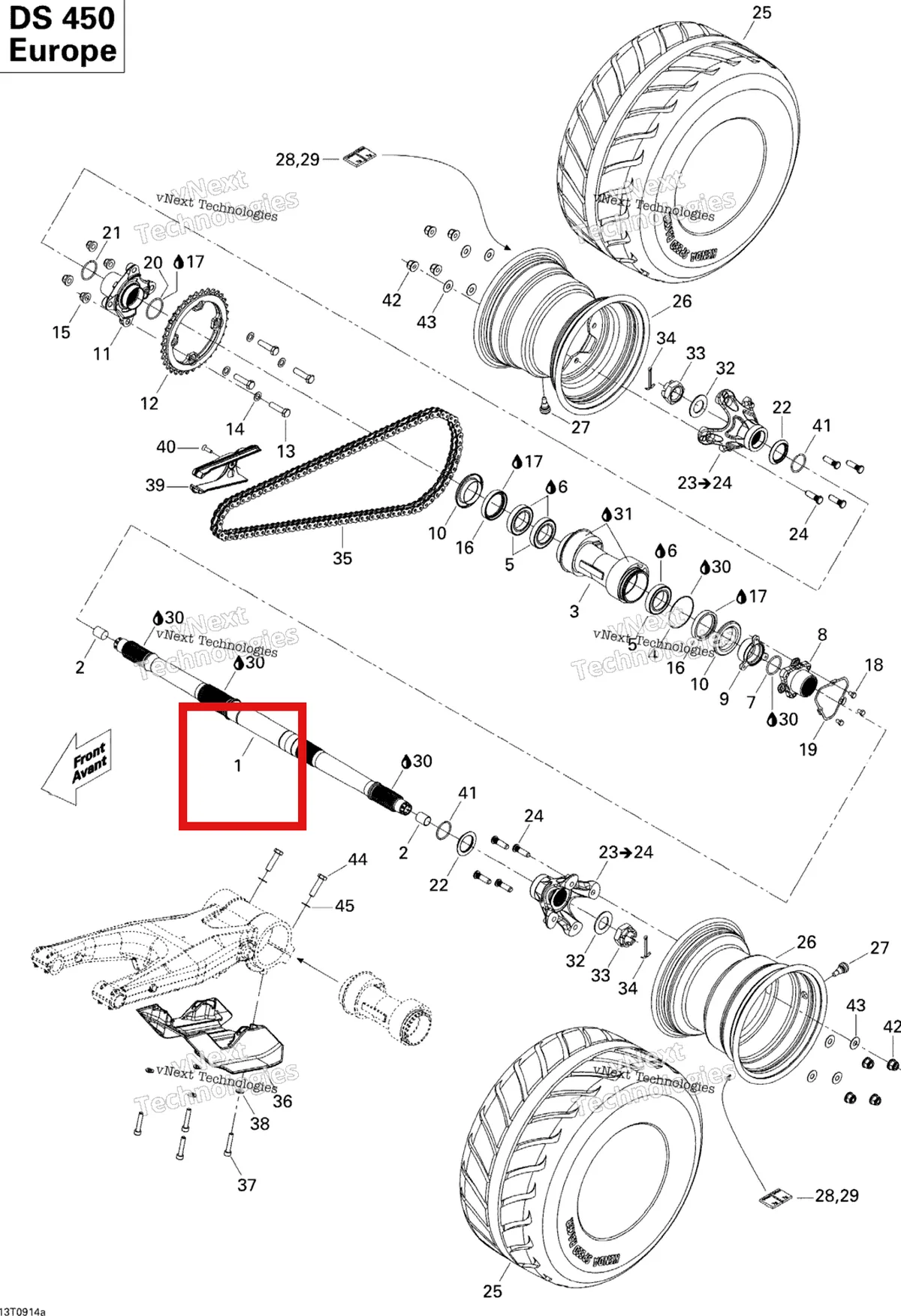Деталь 705500643 на схеме узла Drive System, Rear