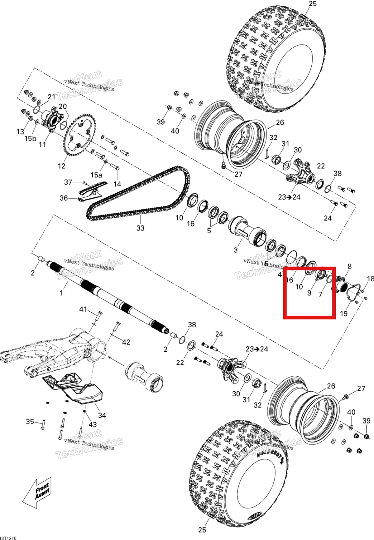Деталь 705500649 на схеме узла 2015 Can-Am DS 450EFI STD Drive System, Rear