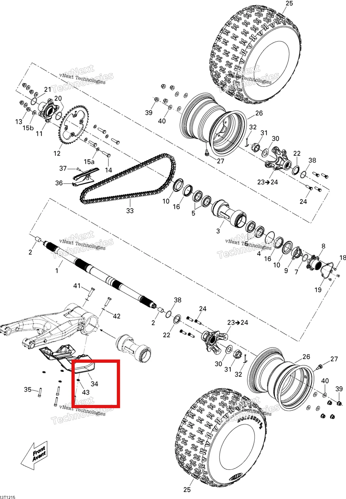 Деталь 705500660 на схеме узла 2015 Can-Am DS 450EFI STD Drive System, Rear
