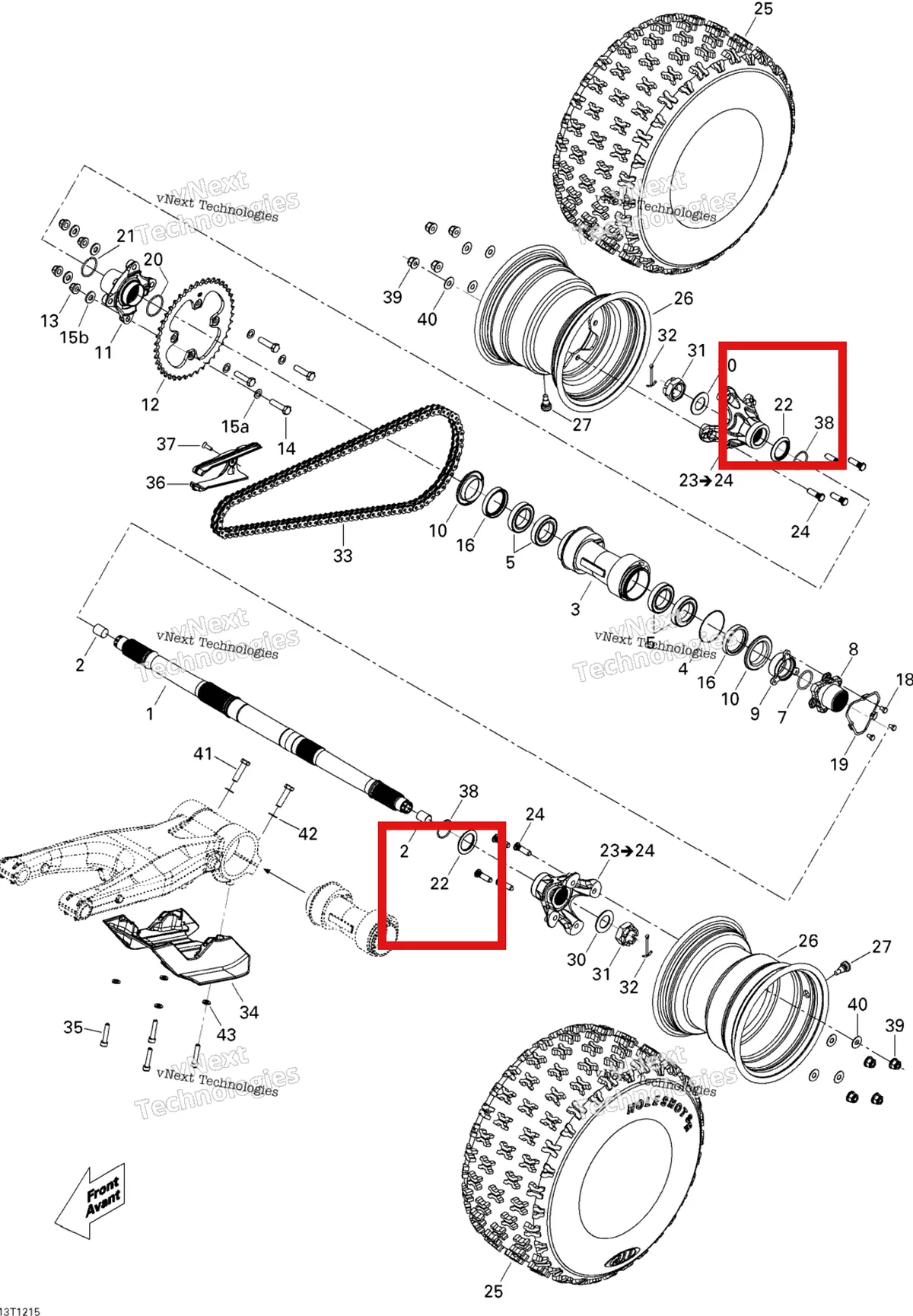 Деталь 705500663 на схеме узла 2015 Can-Am DS 450EFI STD Drive System, Rear